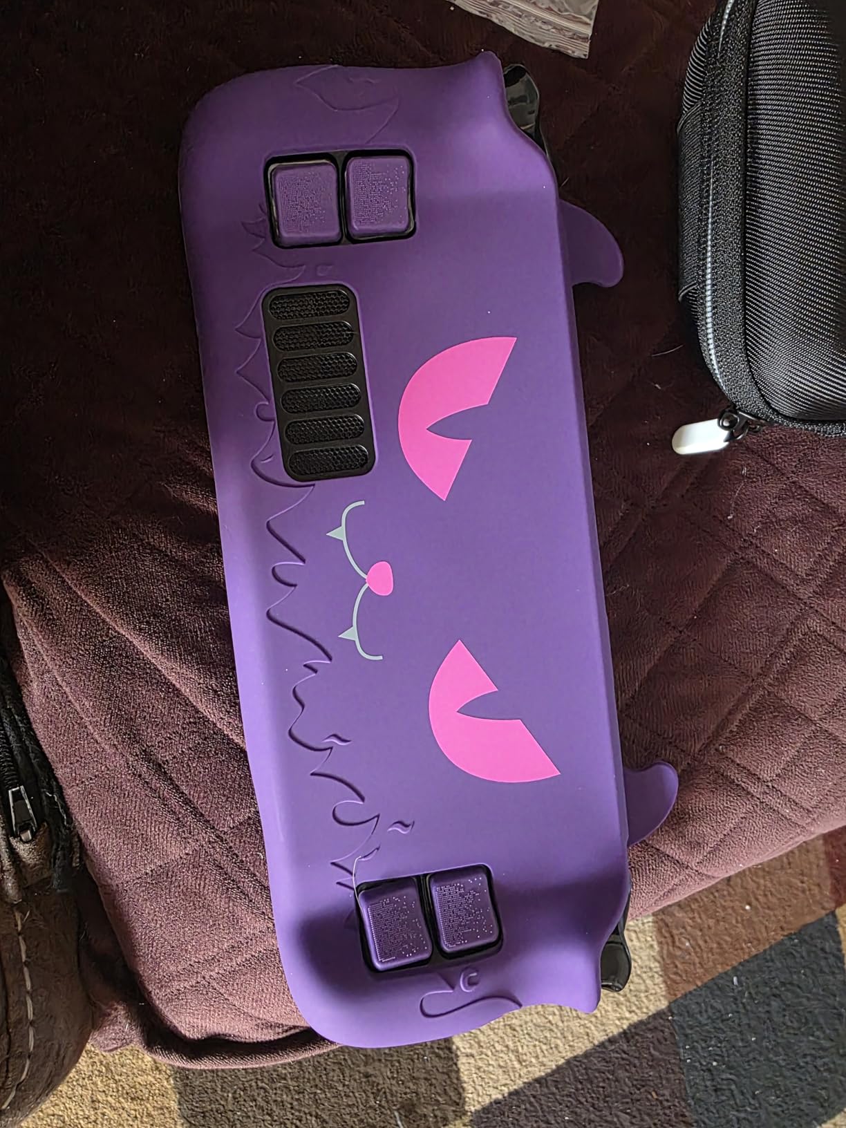 PlayVital Cute Demon Protective Case for Steam Deck LCD & OLED, Kawaii Anti-Slip Protector for Steam Deck OLED with Thumb Grip Caps & Trackpads Stickers & Back Button Enhancement Set - Purple customer photo 2