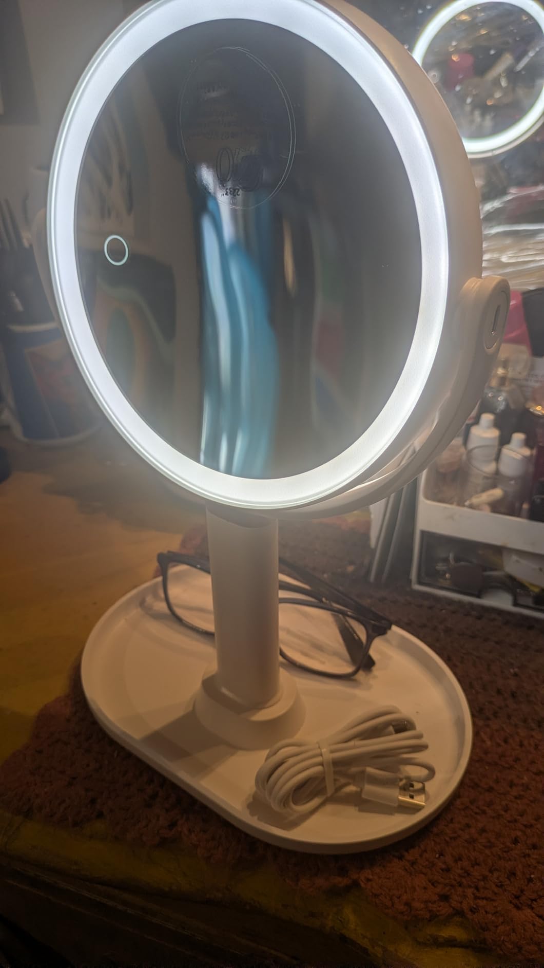 B Beauty Planet Makeup Mirror, Double-Sided Lighted Magnifying Mirror 30X customer photo 1