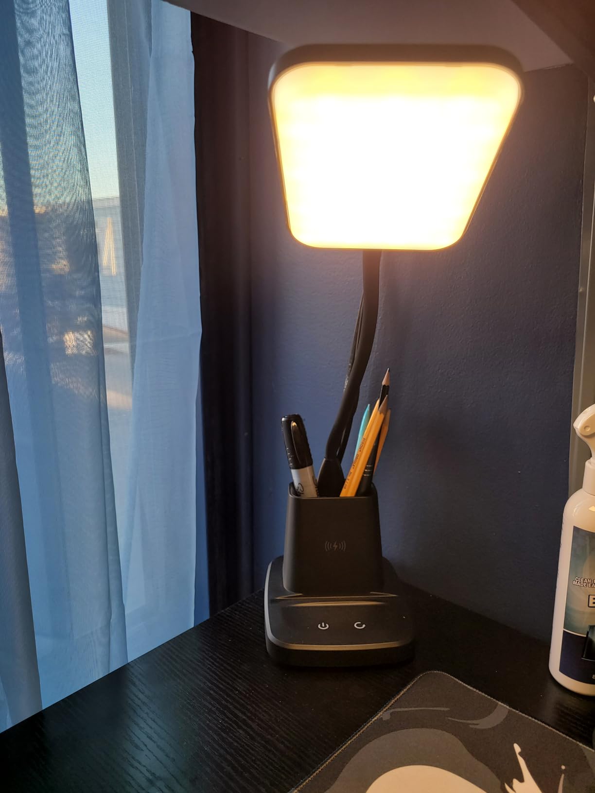 10W Wireless Charging LED Desk Lamp with Clock, Light Black customer photo 2