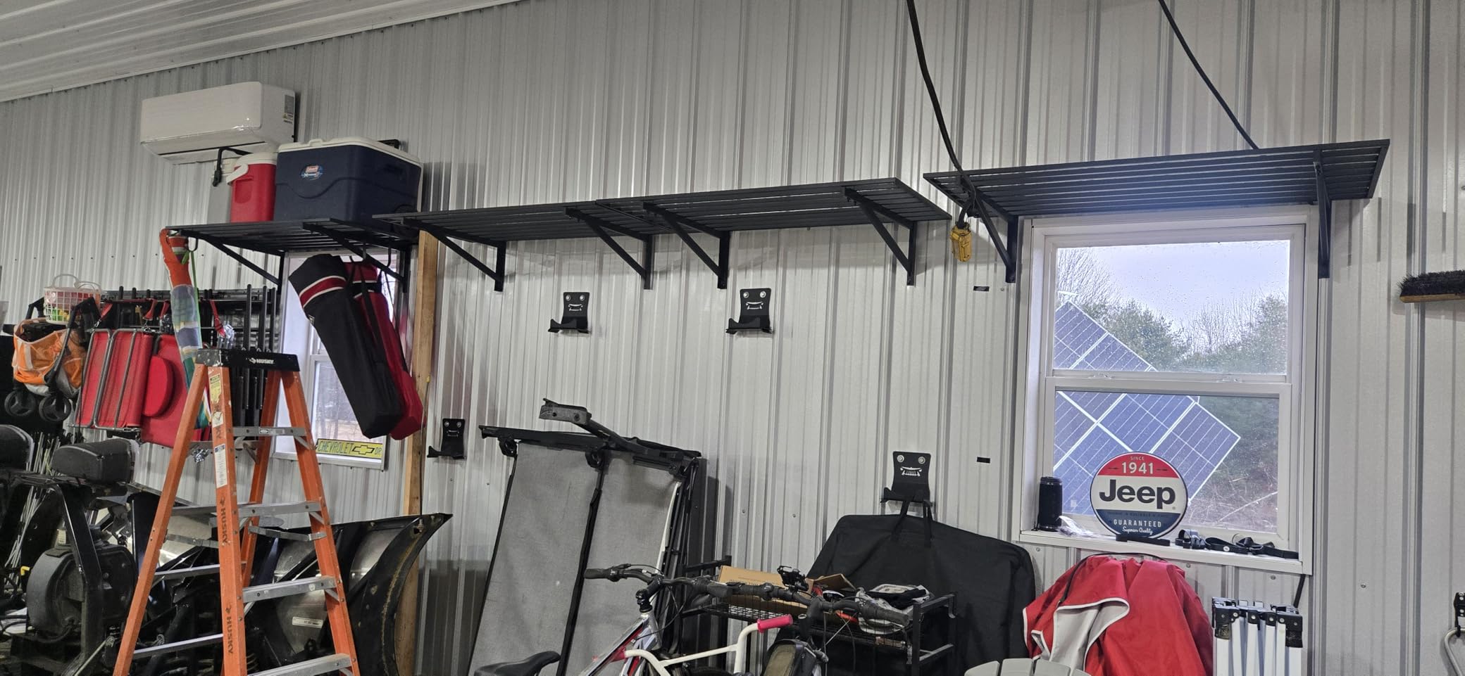 Jusgym 4 Pack Garage Shelving Wall Mounted with 16 Hooks, 1.5x4ft, 1000lbs customer photo 1