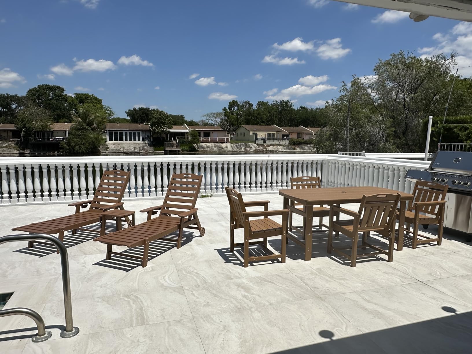 Ciokea HDPE Outdoor Dining Set of 6, Patio Table and Chairs Sets, Teak customer photo 1