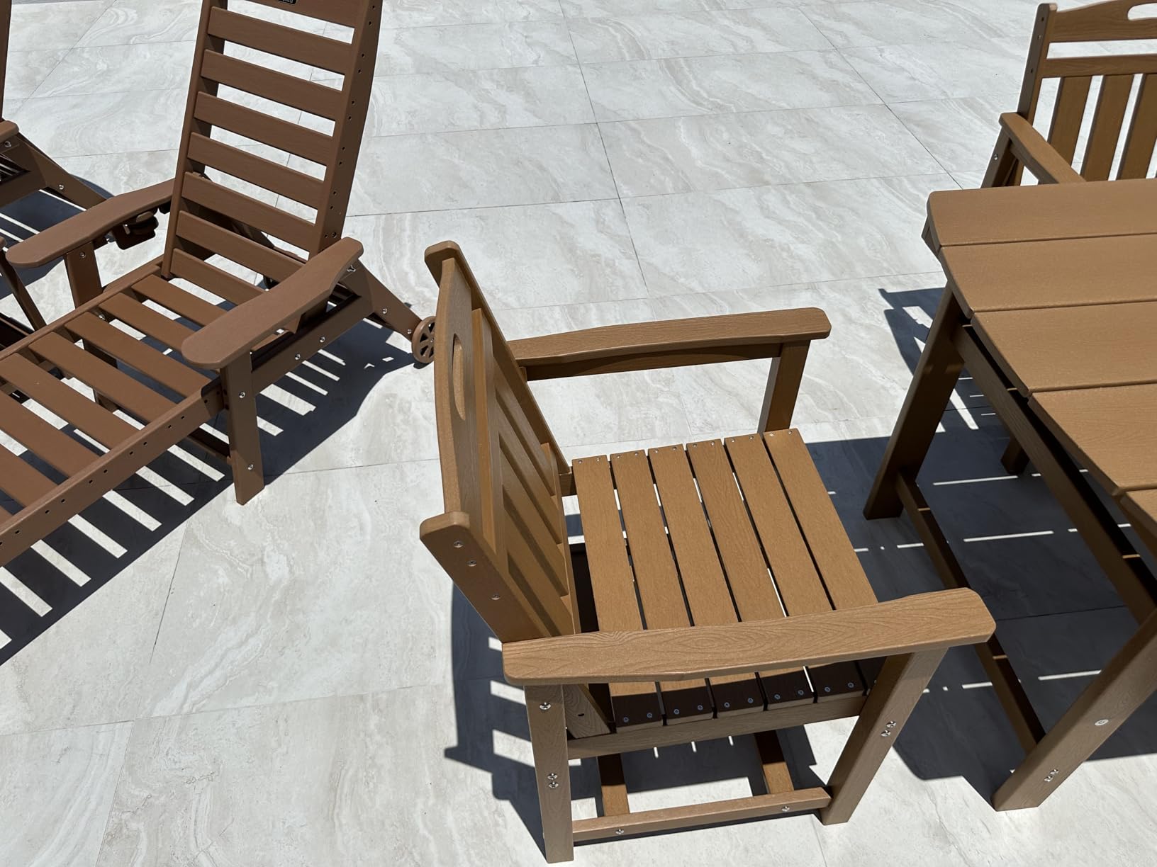 Ciokea HDPE Outdoor Dining Set of 6, Patio Table and Chairs Sets, Teak customer photo 2