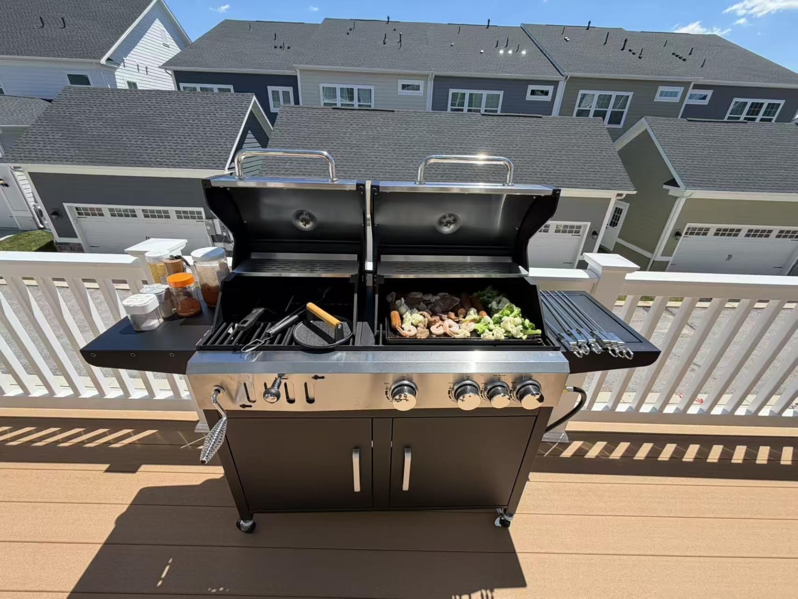 3 Burner Propane Gas and Charcoal Grill Combo with Side Burner customer photo 1