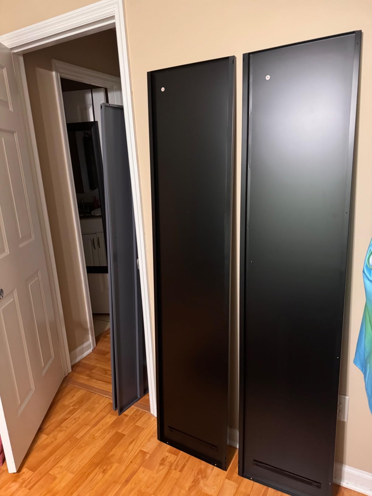 Wide & Deep Metal Storage Cabinet with Hanging Rod,Black Broom Closet Storage Cabinet with Lock,72
