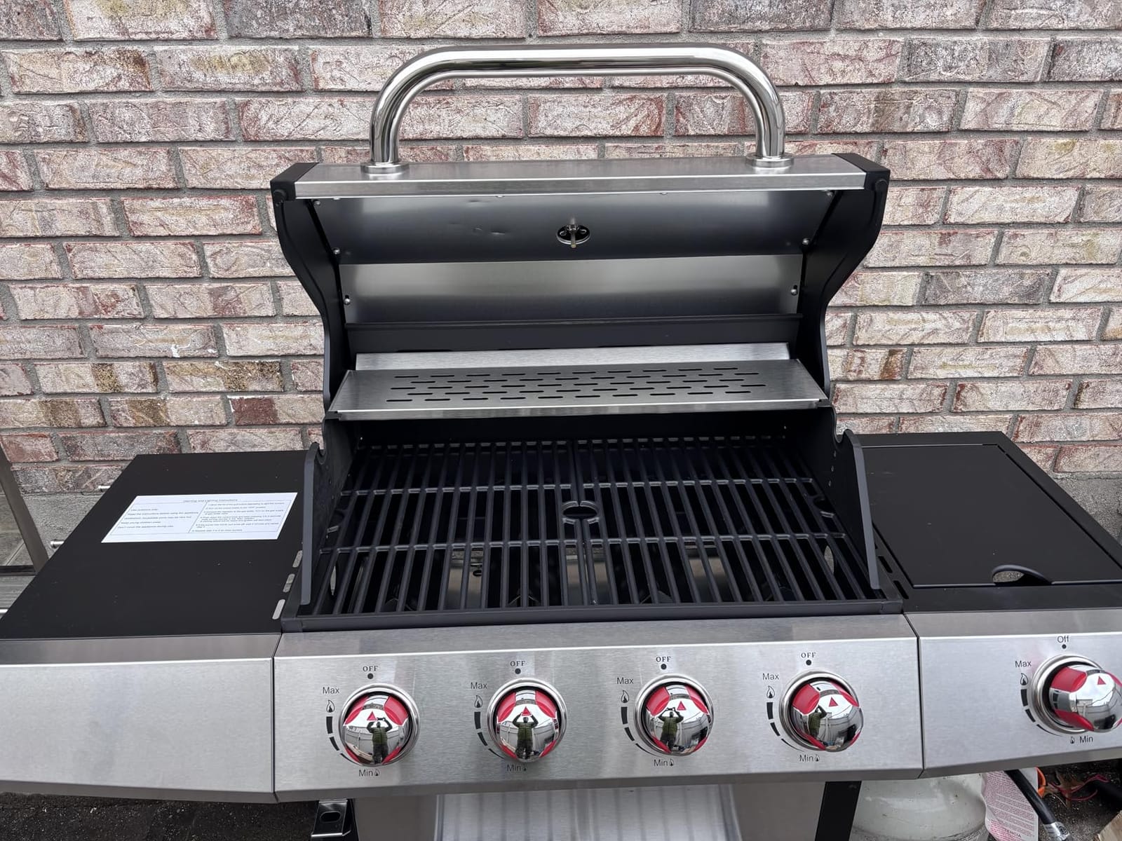 Griddle Grill Combo, 4 Burner Propane Gas and Charcoal Grill Combo with Side Burner, Outdoor BBQ Grill with Cast Iron Grates & Prep Space for Backyard Patio customer photo 2