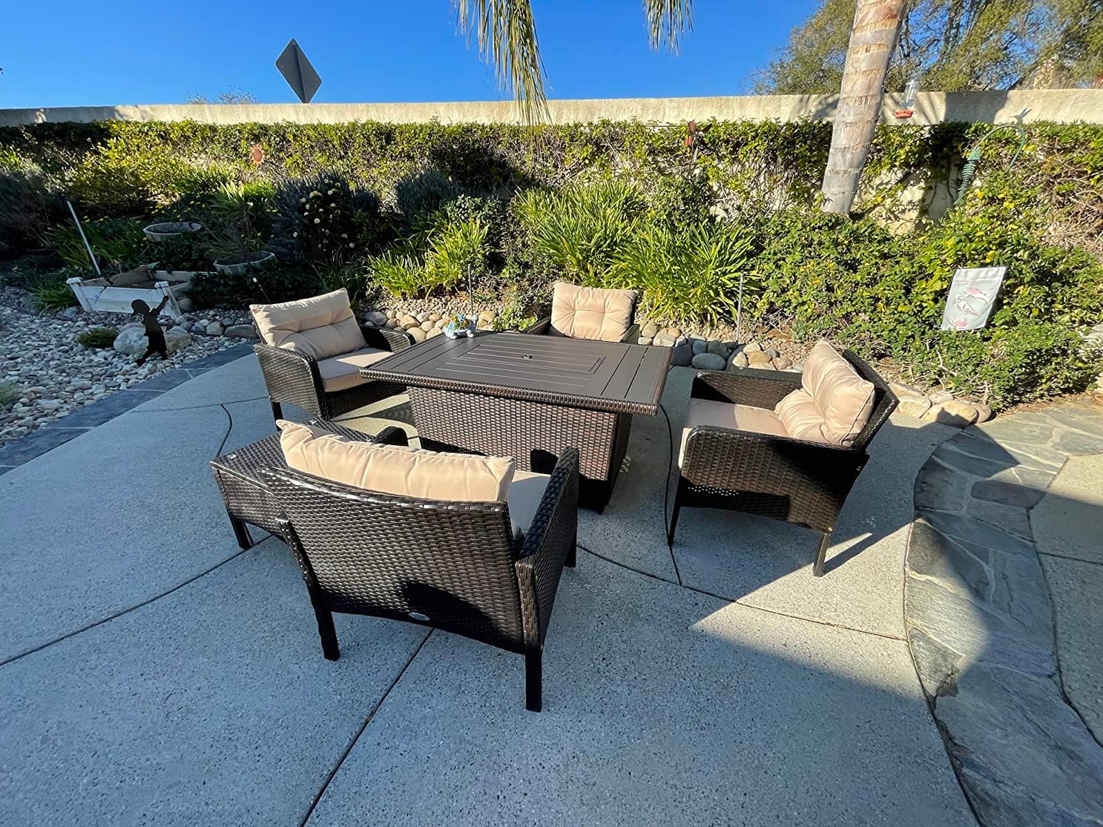 HAPPYGRILL 3 Pieces Patio Furniture Set, Outdoor Rattan Wicker Conversation Set with Coffee Table & Cushions, Patio Sofa Set for Garden Balcony Backyard Poolside customer photo 2