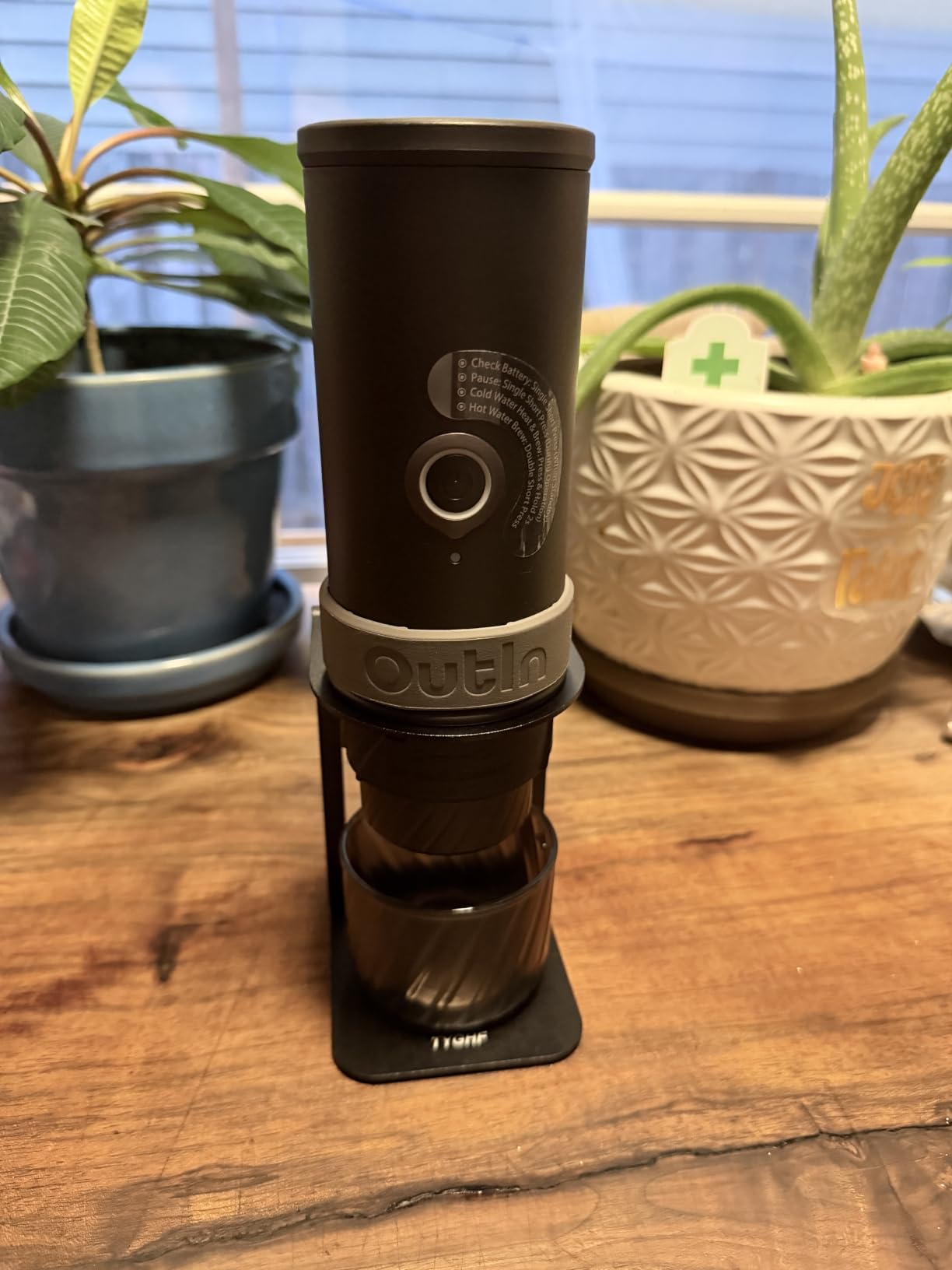 Pour Over Coffee Maker Stand,Foldable Portable Electric Espresso Machine Stand,Holder for Coffee Grinder,Universal Dripper,V60 Dripper,Travel Coffee Maker, Press Round&Golden customer photo 2