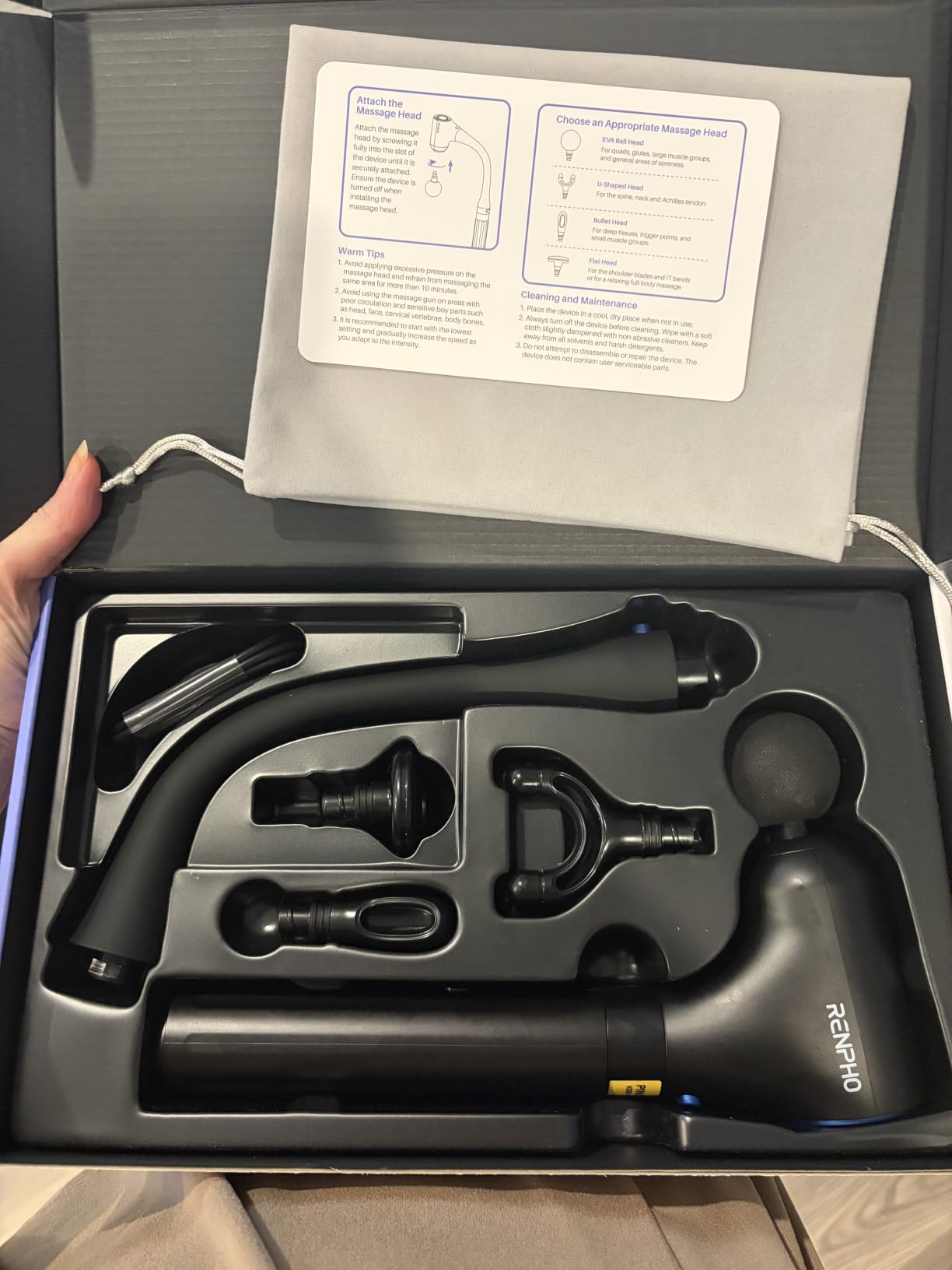 RENPHO Reach Curve Massage Gun with Extension Handle, 4-in-1 Massager customer photo 1