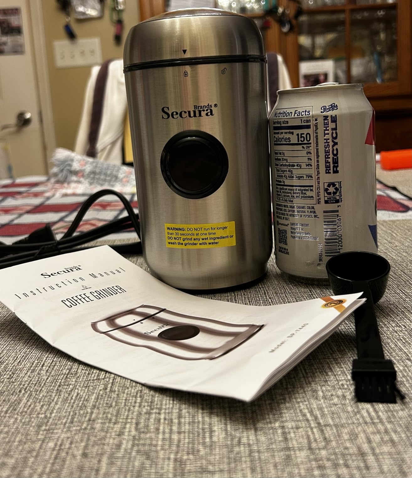 Secura Brands Electric Quiet Coffee Grinder, One-Touch Pulse Control Stainless Steel Coffee Grinder for Beans and Spices & Herbs, Silver customer photo 1