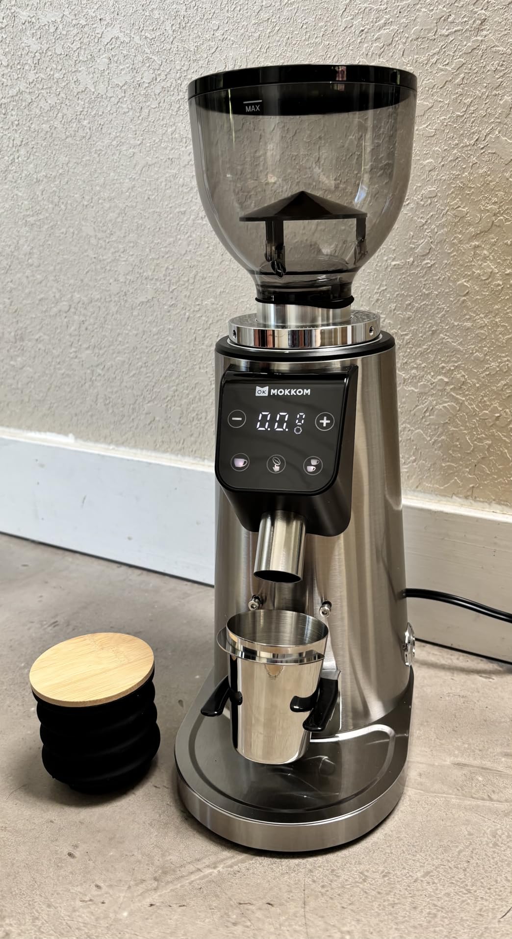 Mokkom 64mm Flat Burr coffee grinder, Single Dose,100 Grind Settings, Electric Espresso Coffee Bean Grinder, Anti-Static, All-Metal Stainless Steel Body, Quiet for Professional Home Use customer photo 2