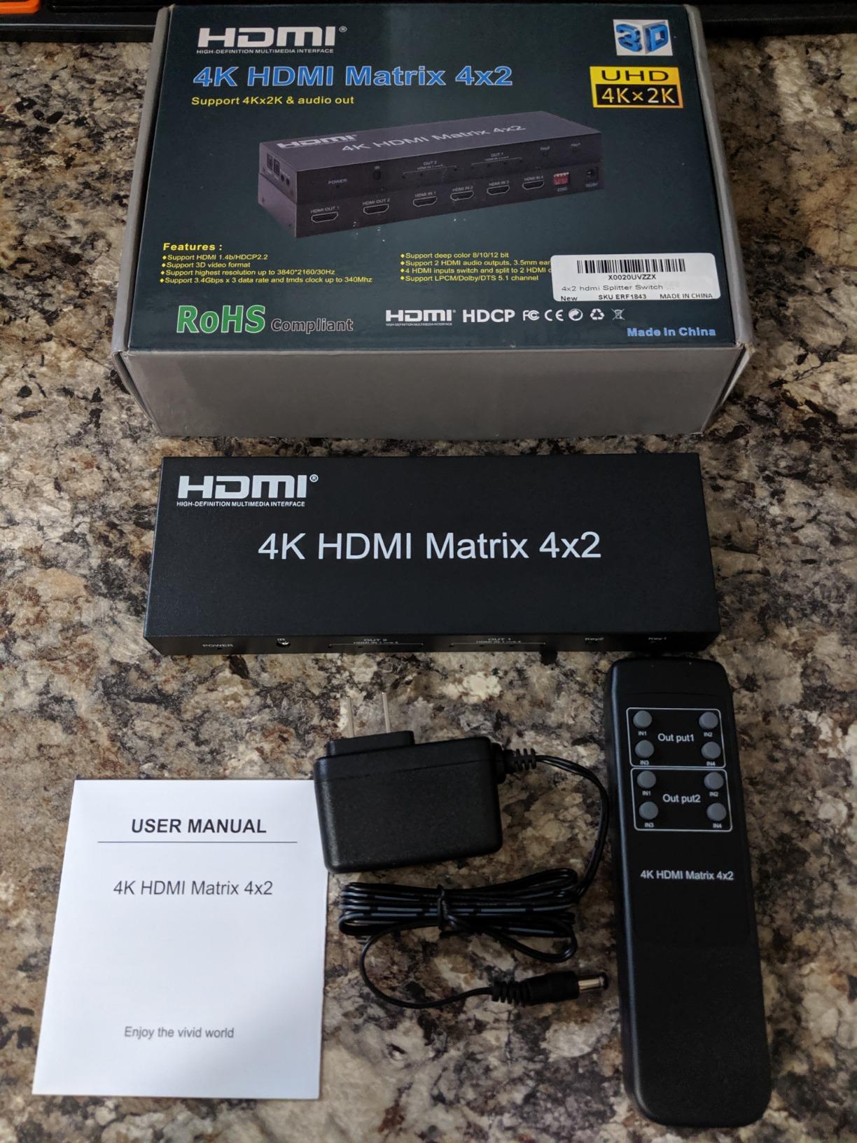 8K 4x2 HDMI Matrix Switch, HDMI 2.1 Audio Extractor EDID, ARC Dolby Atmos customer photo 2