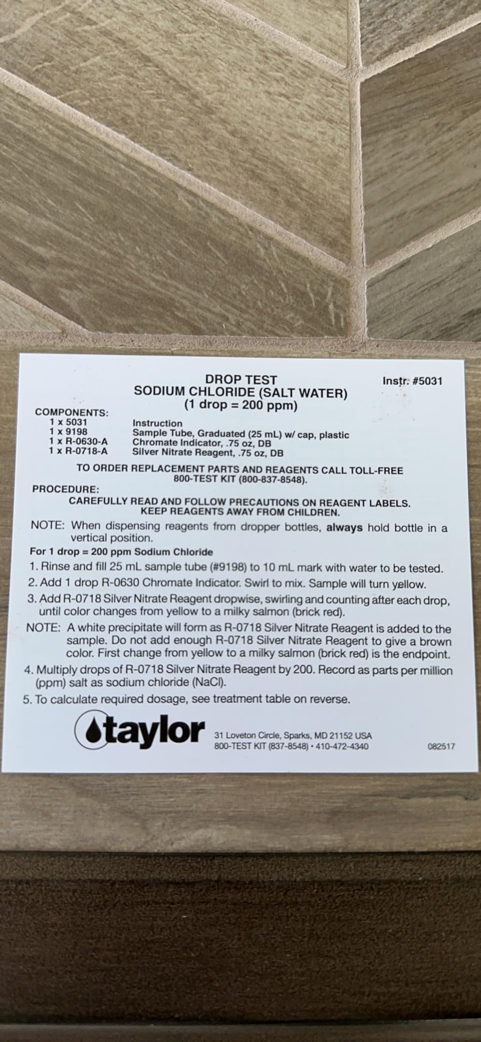 Taylor Technologies K-1766, Pool and Spa Drop Test Kit for Sodium Chloride customer photo 2