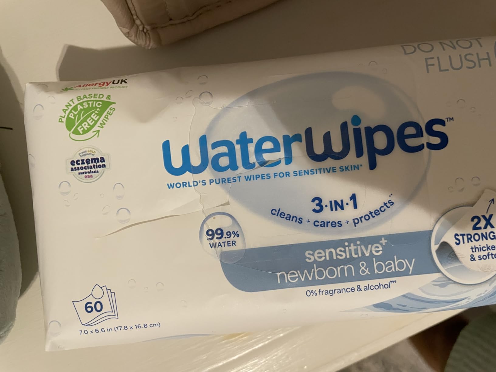 WaterWipes Sensitive+ Newborn & Baby Wipes, 3-In-1 Cleans, Cares, Protects, 99.9% Water, Unscented & Hypoallergenic, 720 Count (12 Packs) customer photo 1