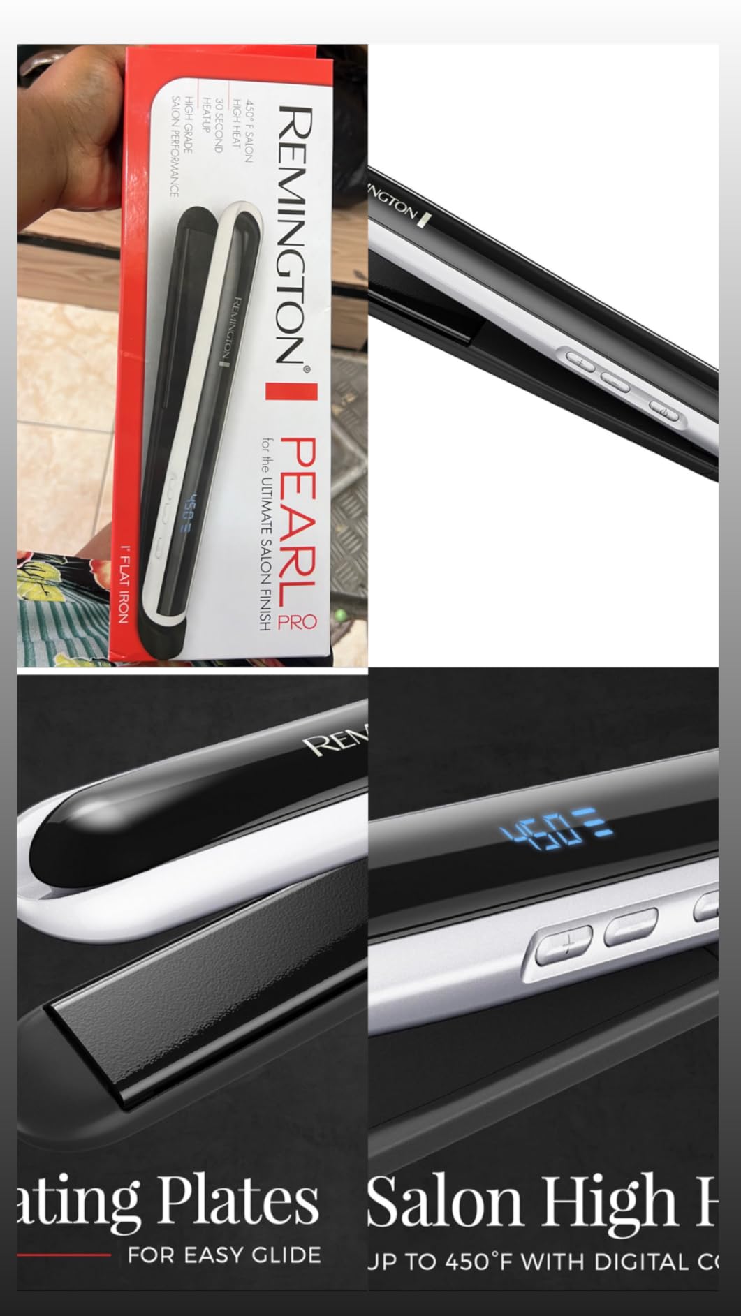 Remington Pearl Pro Ceramic Flat Iron, 1-Inch Floating Plates, Black/White customer photo 1