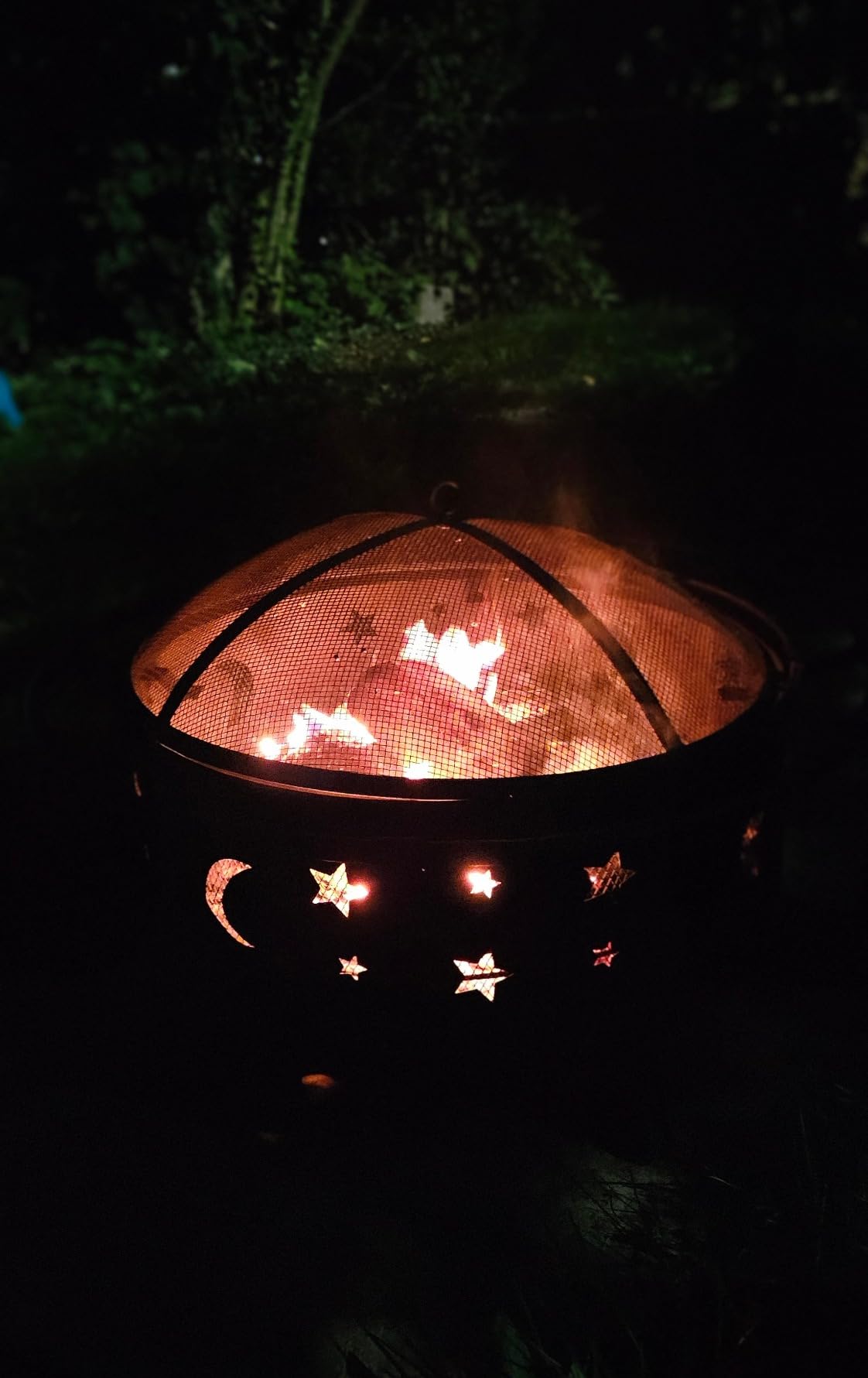 Pure Garden Round Outdoor Fire Pit with Star Cutouts, Black, 32-Inch customer photo 2