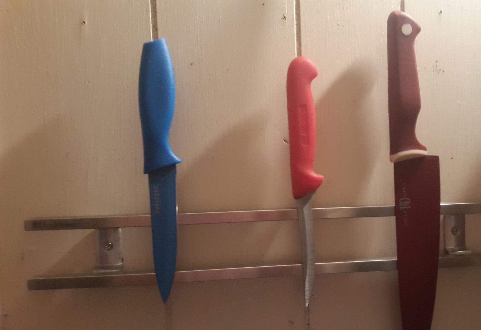 Magnetic Knife Holder for Wall - Stainless Steel Knife Magnetic Strip 18 Inch - Wall Knife Magnet Bar Rack With Hooks customer photo 2