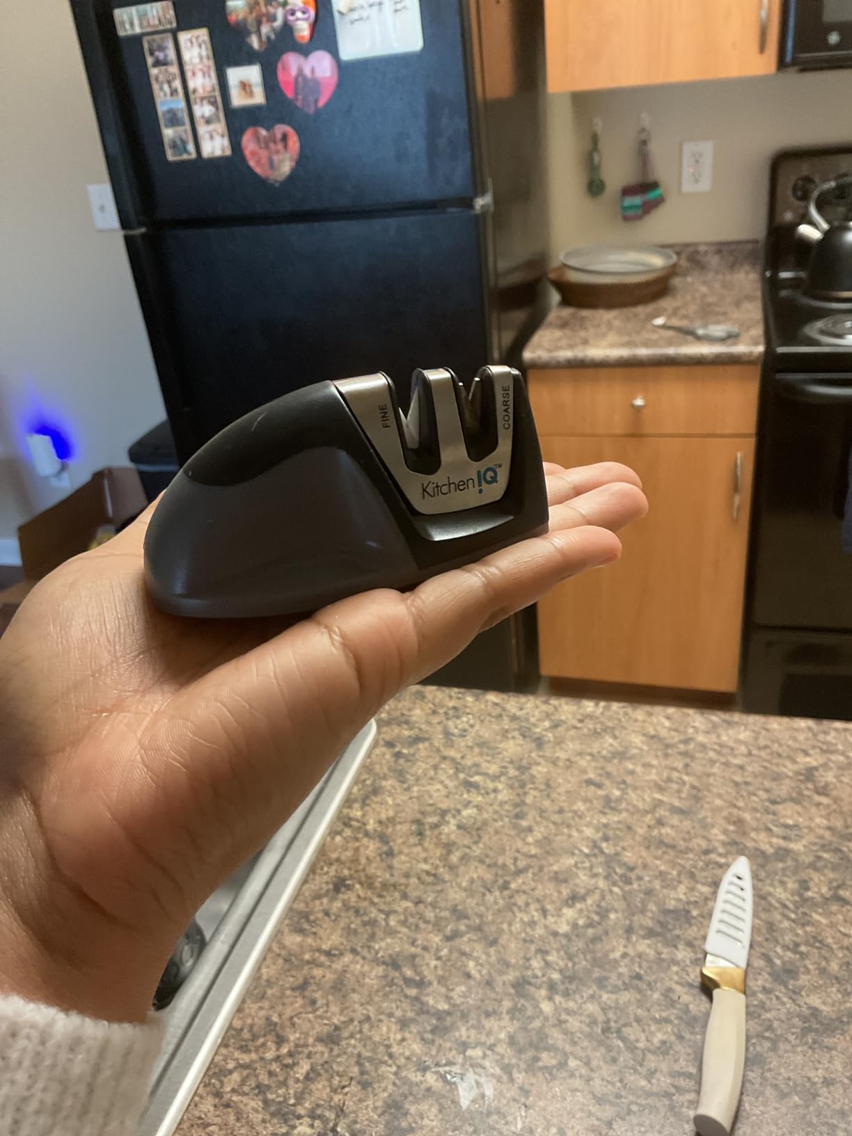 KitchenIQ 50825 | Diamond Deluxe Edge Grip 2-Stage Knife Sharpener | Black | Coarse & Fine Sharpeners | Compact for Easy Storage | Non-Slip Base | Soft Grip Rubber Handle | Straight & Serrated Knives customer photo 2