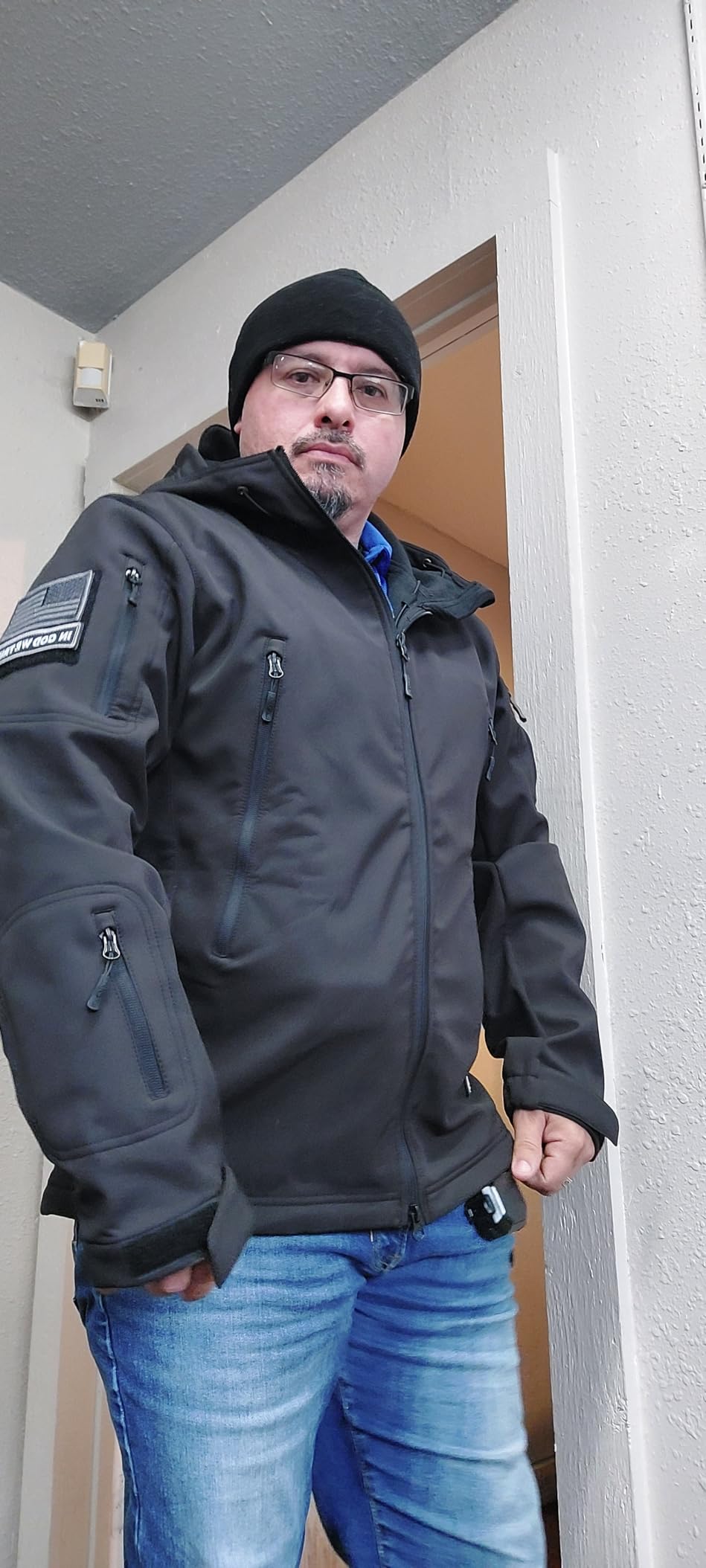 FREE SOLDIER Men's Hooded Waterproof Rain Fleece Lined Softshell Jacket customer photo 2