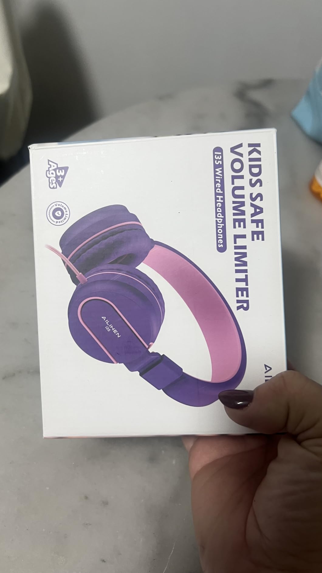 Kids Headphones for School with Microphone, 93dB Volume Limited, PinkPurple customer photo 2