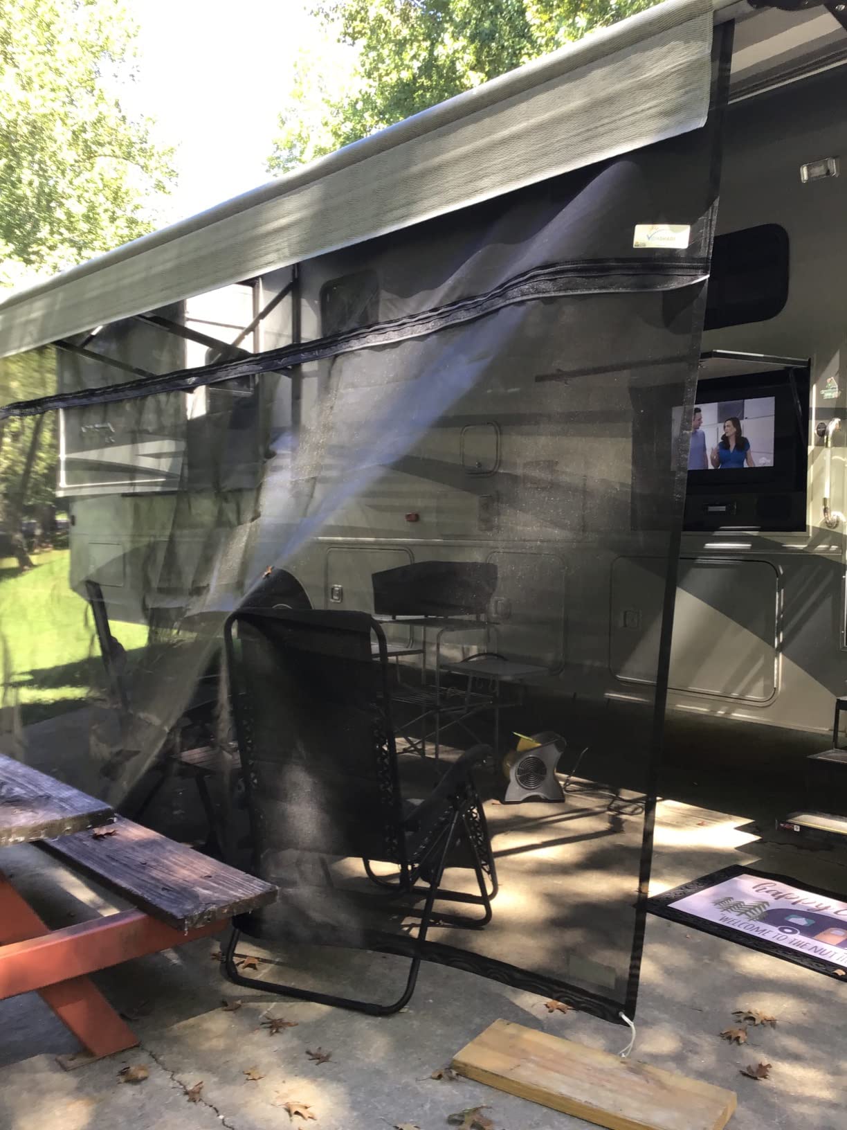 ShadePro - Vista Shade - RV Awning Shade Screen - Zipper Sun Screen Installs in Seconds - Solar Mesh Blocks 87% of Sunlight - The Original Camper Sunscreen Shade for Awnings - 13' x 7' - Black customer photo 1