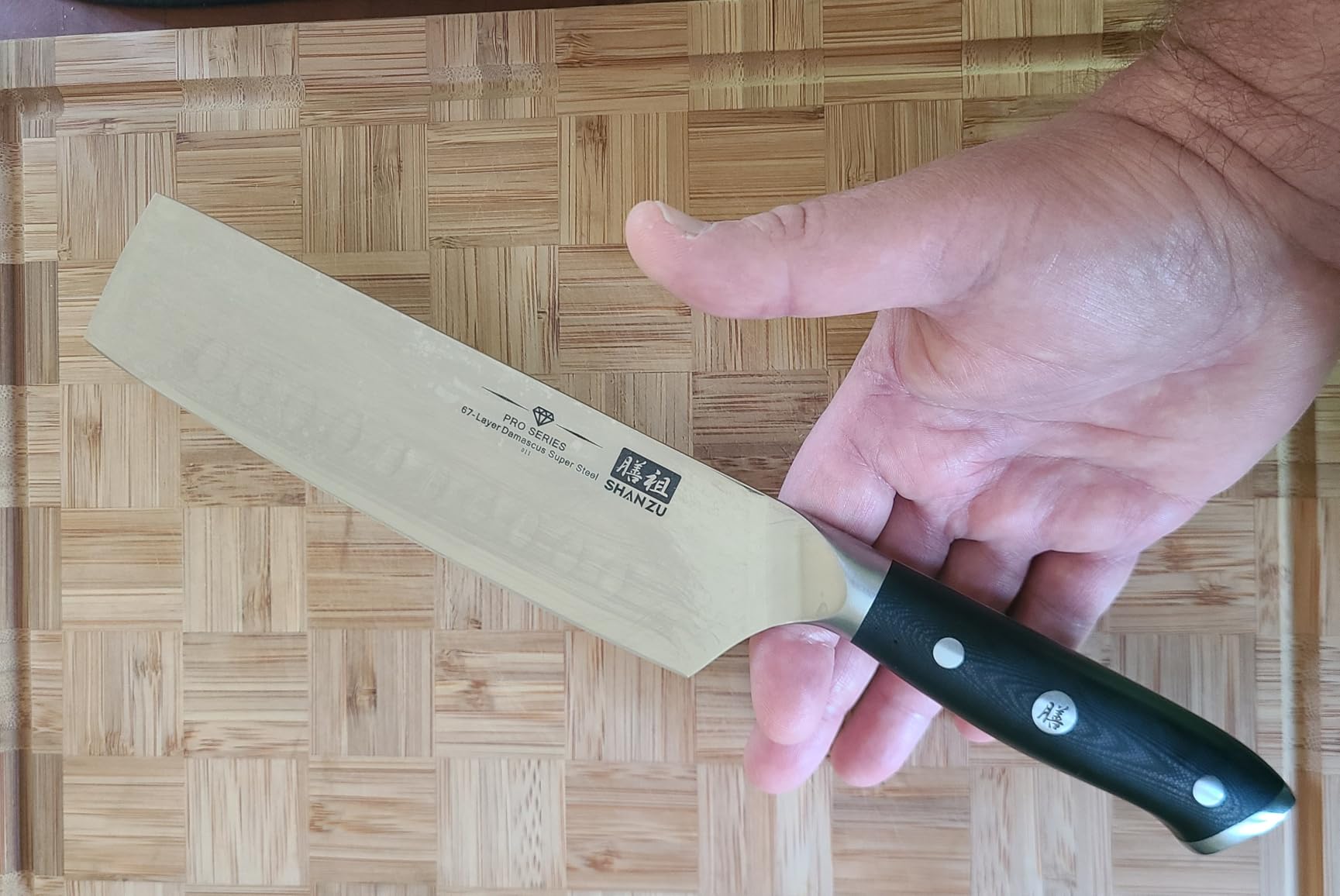 SHAN ZU Damascus Nakiri Knife, 7 In Professional Extra Sharp Kitchen Knife customer photo 1