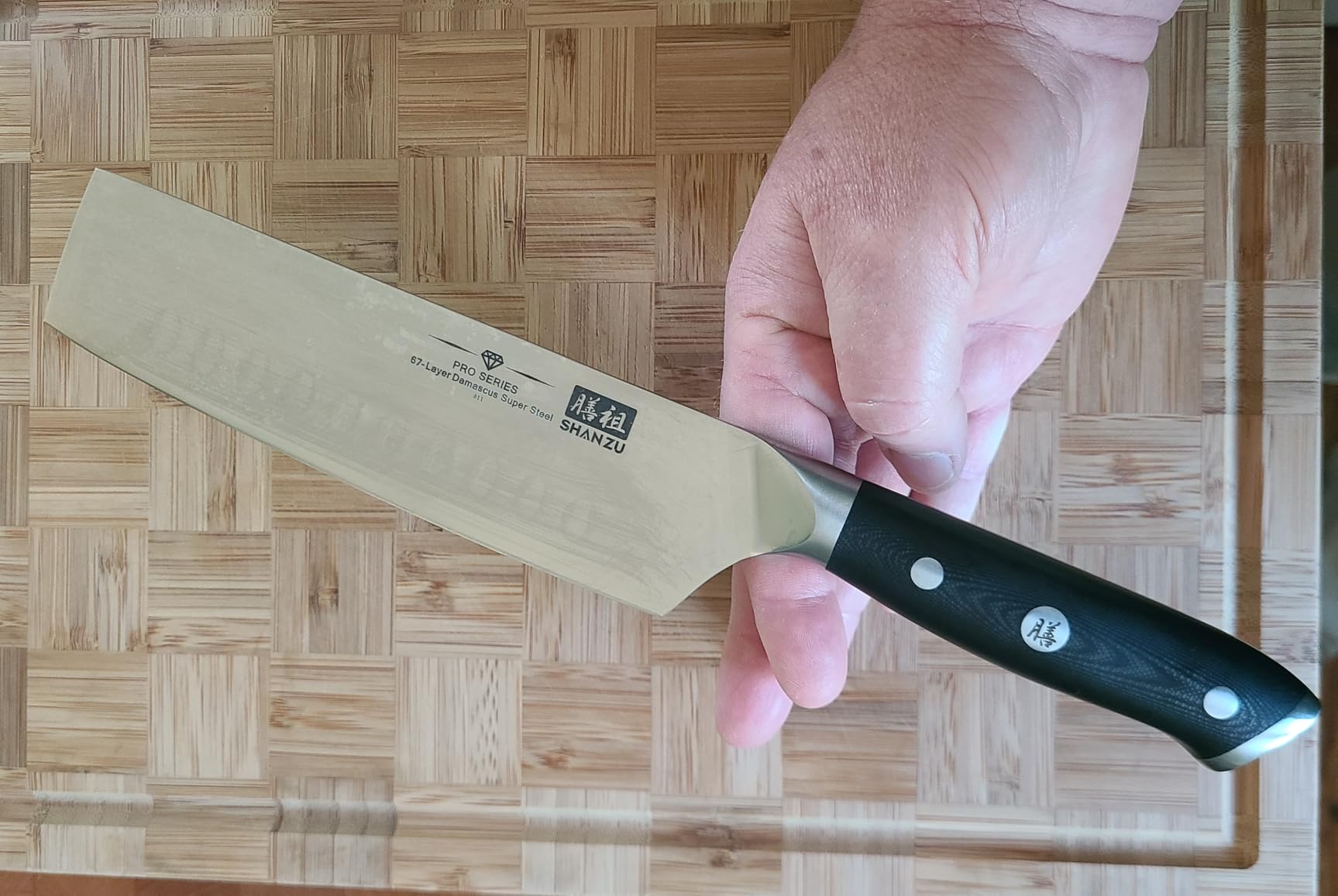 SHAN ZU Damascus Nakiri Knife, 7 In Professional Extra Sharp Kitchen Knife customer photo 2