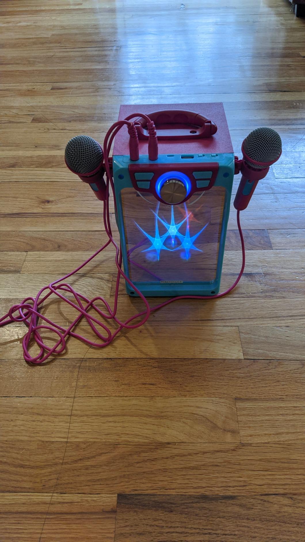 Rechargeable Pink Karaoke Machine, 2 Microphones, Bluetooth, Girls Ages 8+ customer photo 1