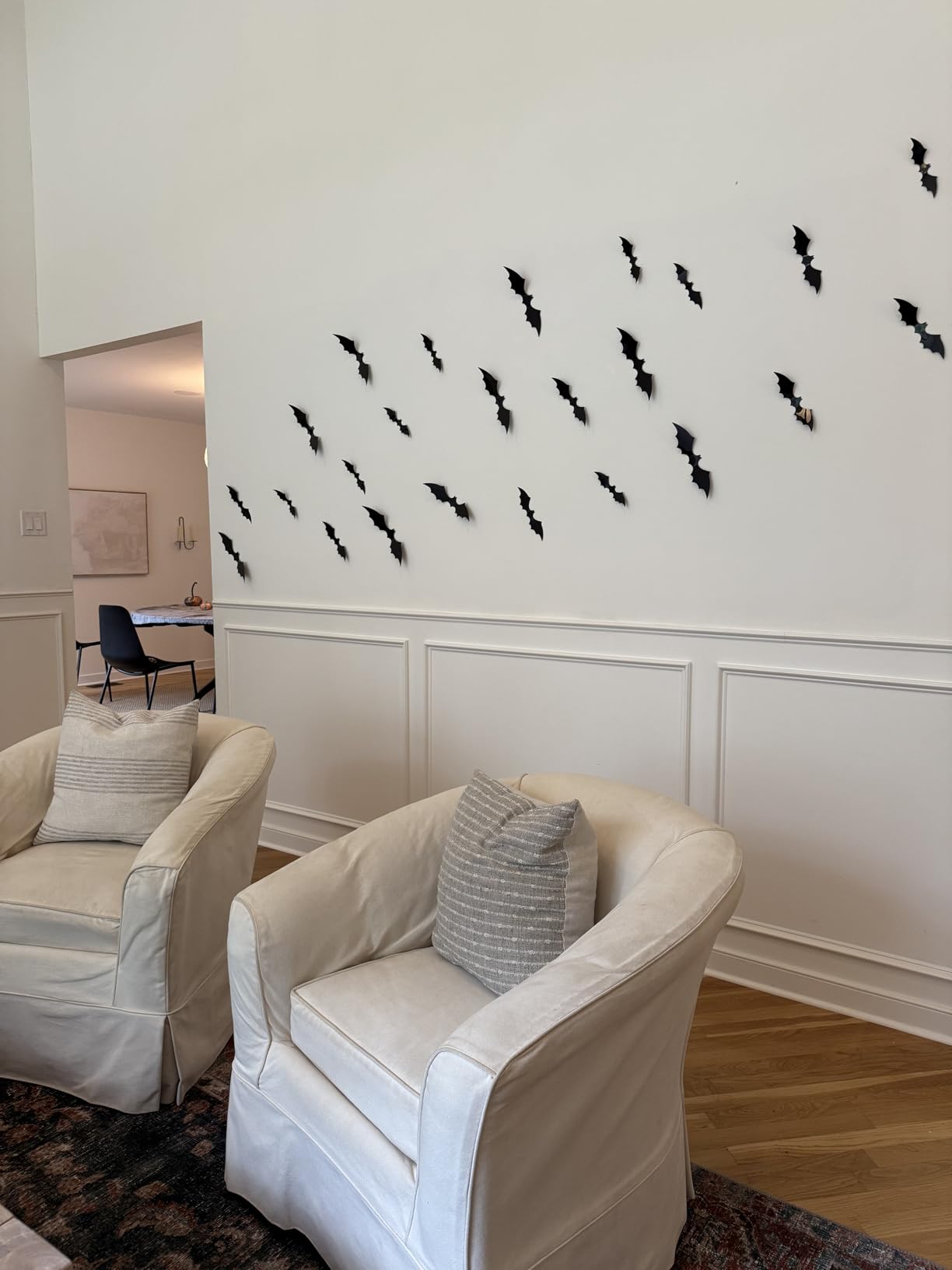 DIYASY Bats Wall Decor, 120 Pcs 3D Bat Halloween Decoration Stickers for Home Decor 4 Size Waterproof Black Spooky Bats for Room Decals customer photo 1