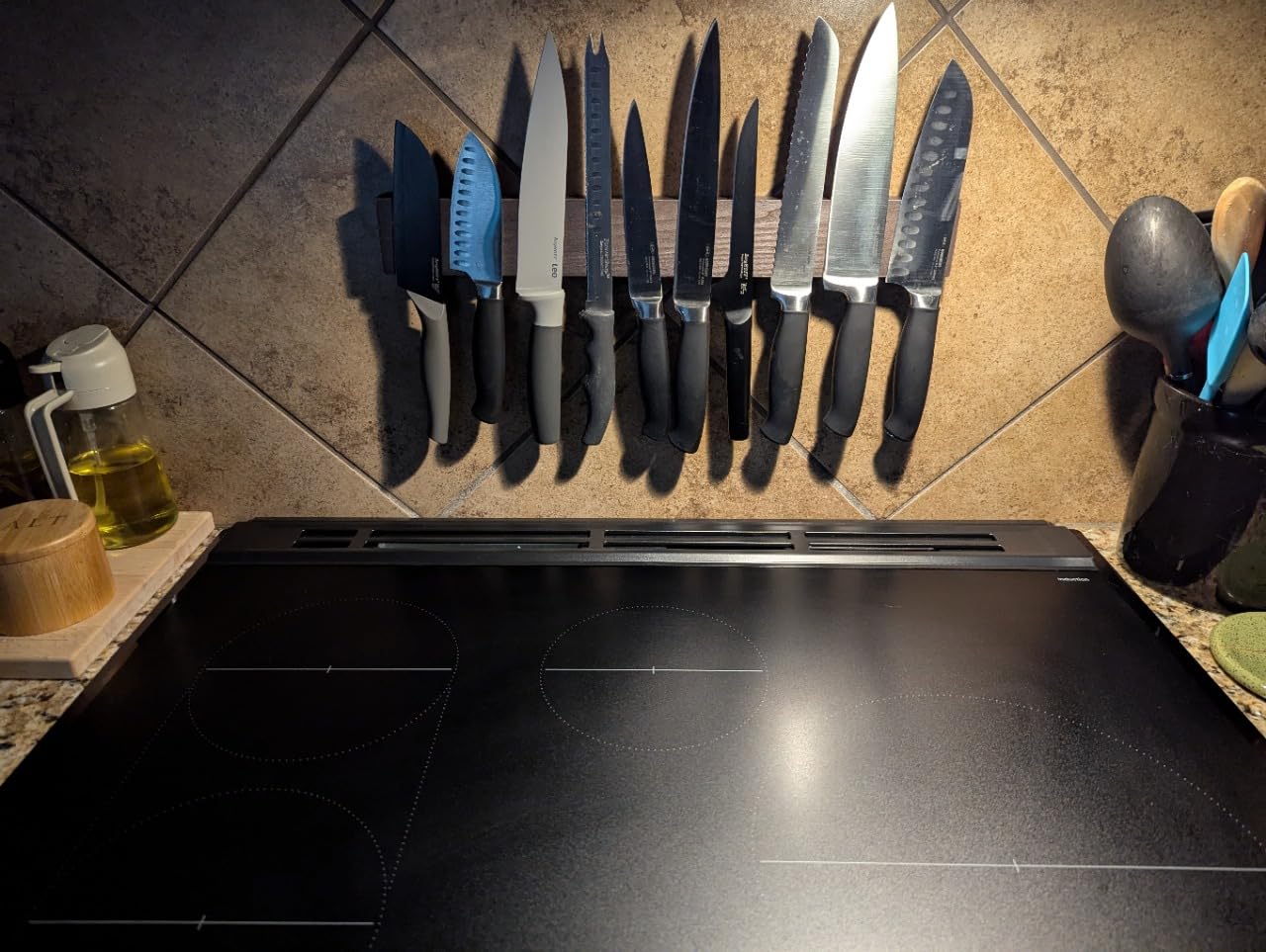 FINDKING Ash Wood Magnetic Knife Strip, Magnet Utensil Holder for Wall, Refrigerator, Wooden Rack for Kitchen Knives, No Drill (Deep Grey, 18 Inches, Without Knives) customer photo 2