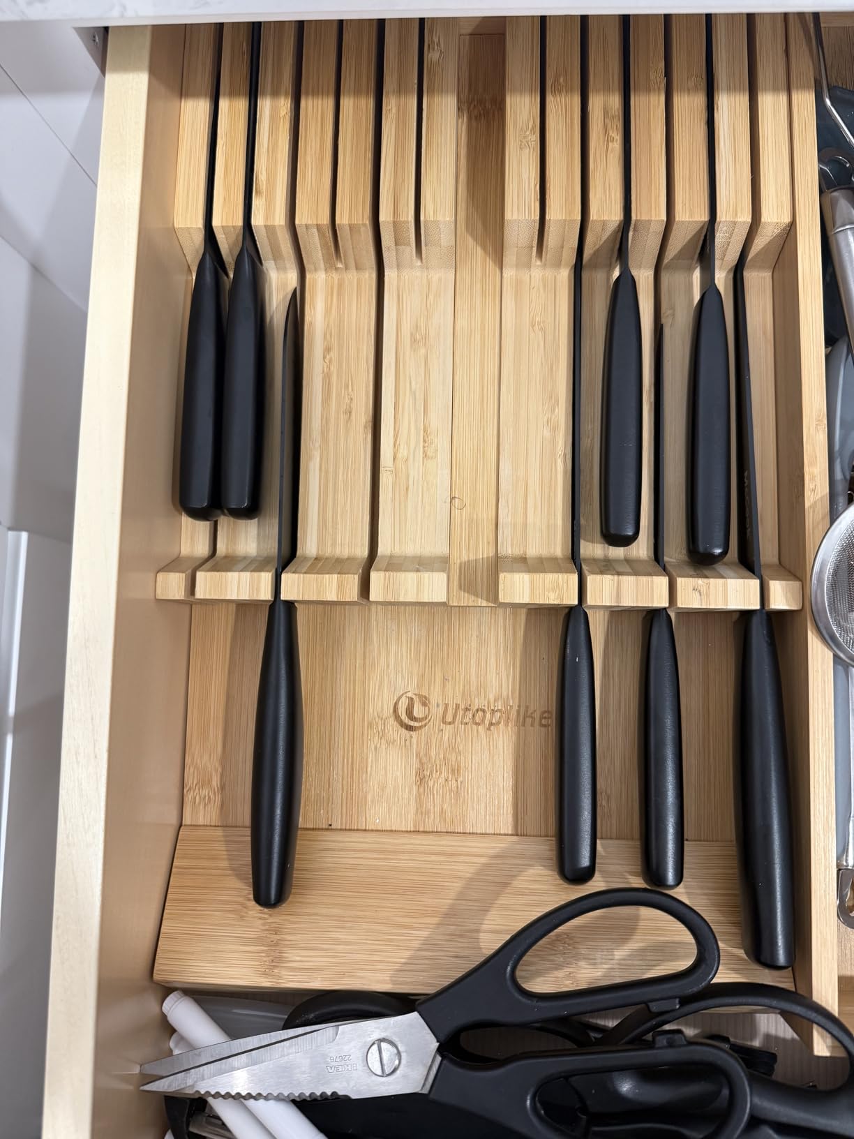 Utoplike In-Drawer Knife Block Bamboo Drawer Organizer, 12 Knives Holder customer photo 1