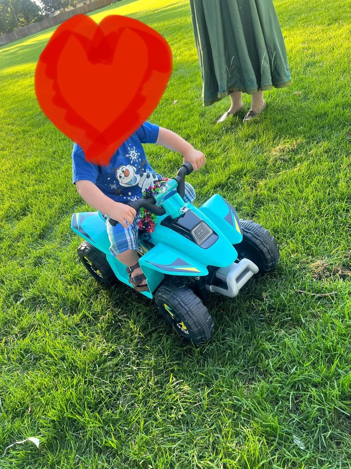 HONEY JOY Ride On ATV, 6V Mini Off-Road Battery Powered Motorized Quad for Kids, Anti-Slip Wheels, RWD 4-Wheeler Electric Ride On Toy Car for Toddlers (Blue) customer photo 1