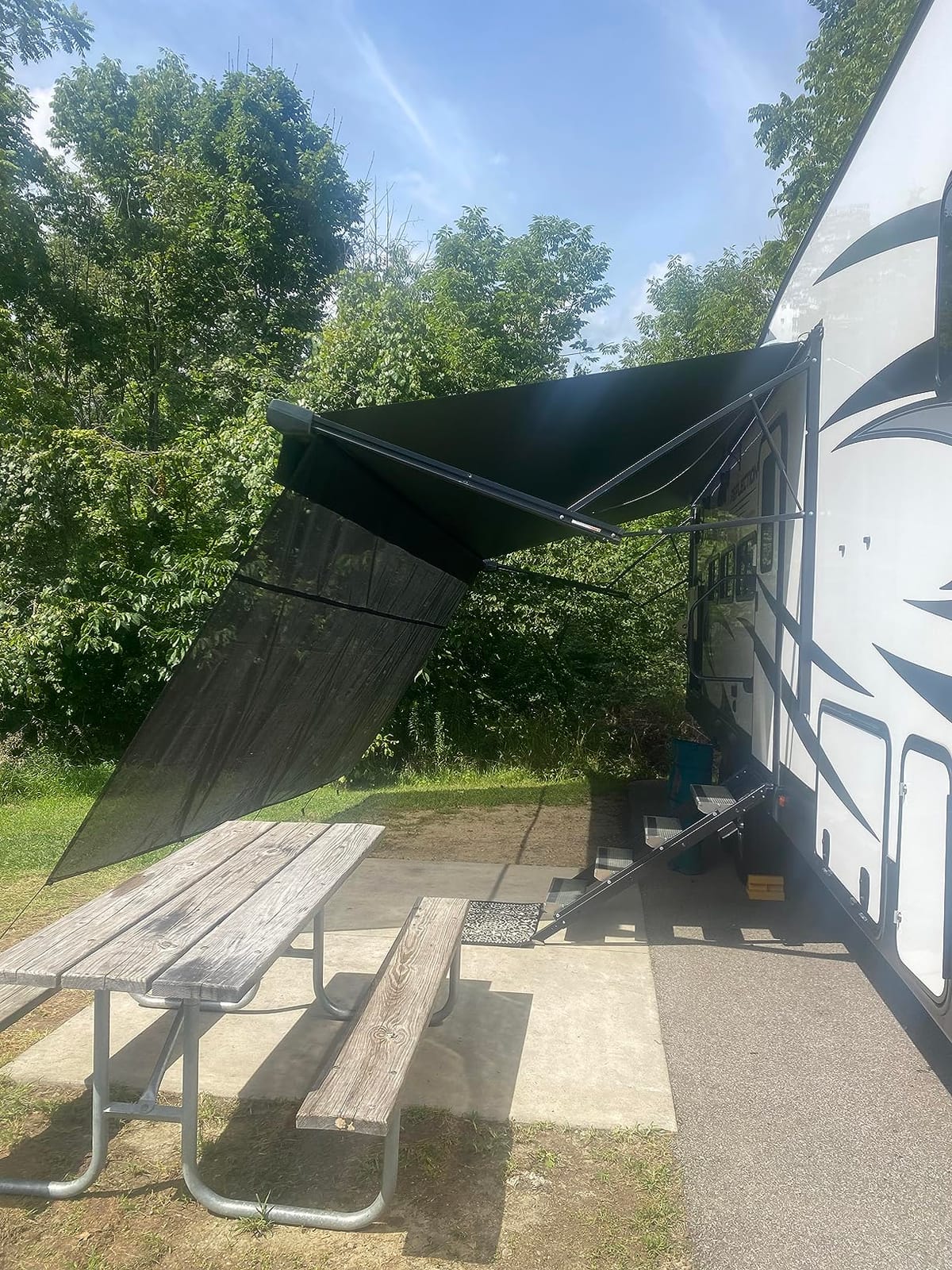 RV Awning Sun Shade Screen with Zipper 9' x 14'(Fit for 15' Awning), RV Awning Shade Screen with Zipper Motorhome Trailer Camper Awning Shade Black Mesh Sunscreen UV Blocker Complete Kits customer photo 2