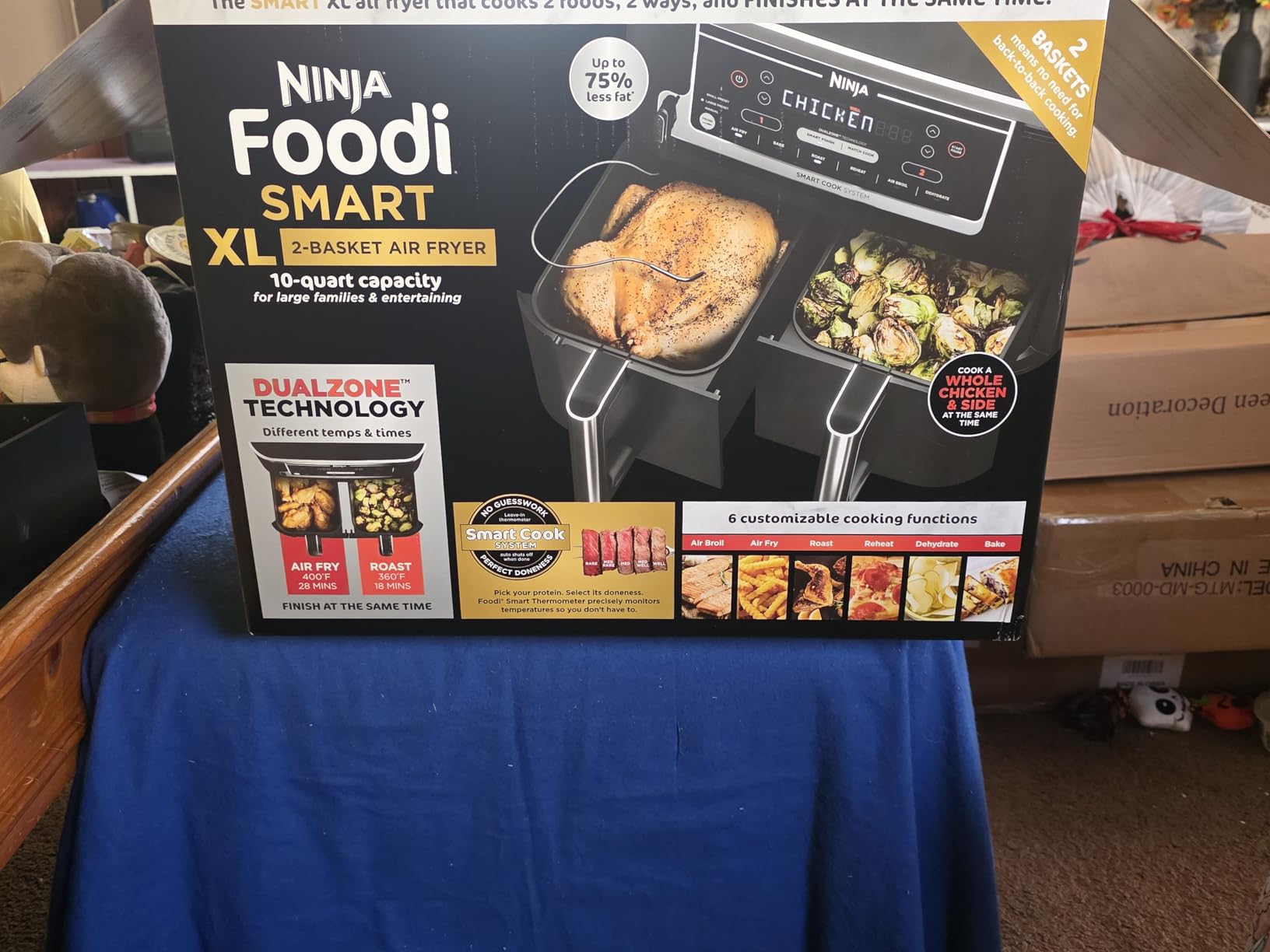 Ninja Foodi Air Fryer, 10 Qt DualZone Smart XL, 6-in-1, Black, DZ550 customer photo 2