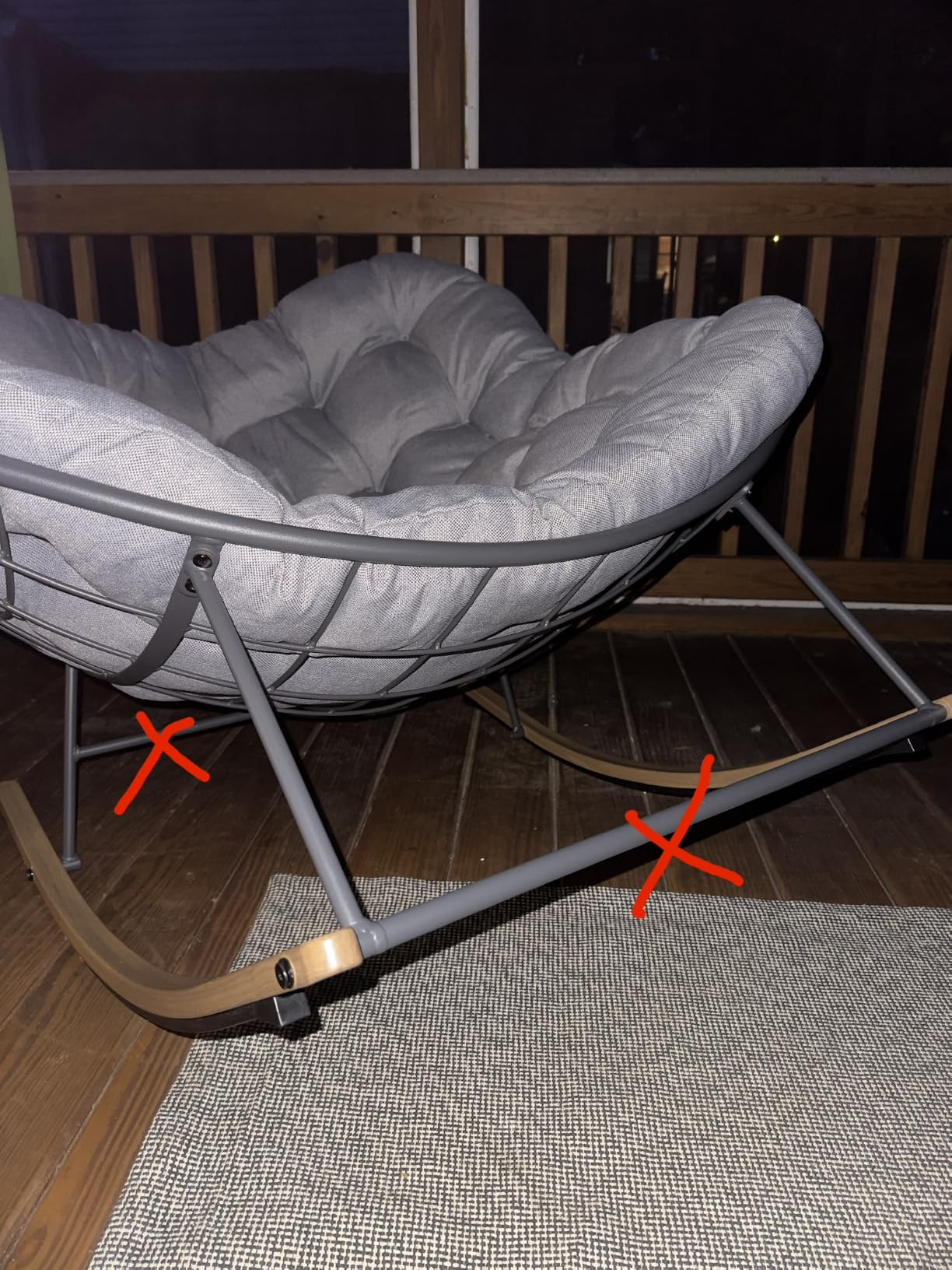 Grand patio Outdoor Papasan Rocking Chair with Thick Cushion, Grey customer photo 1