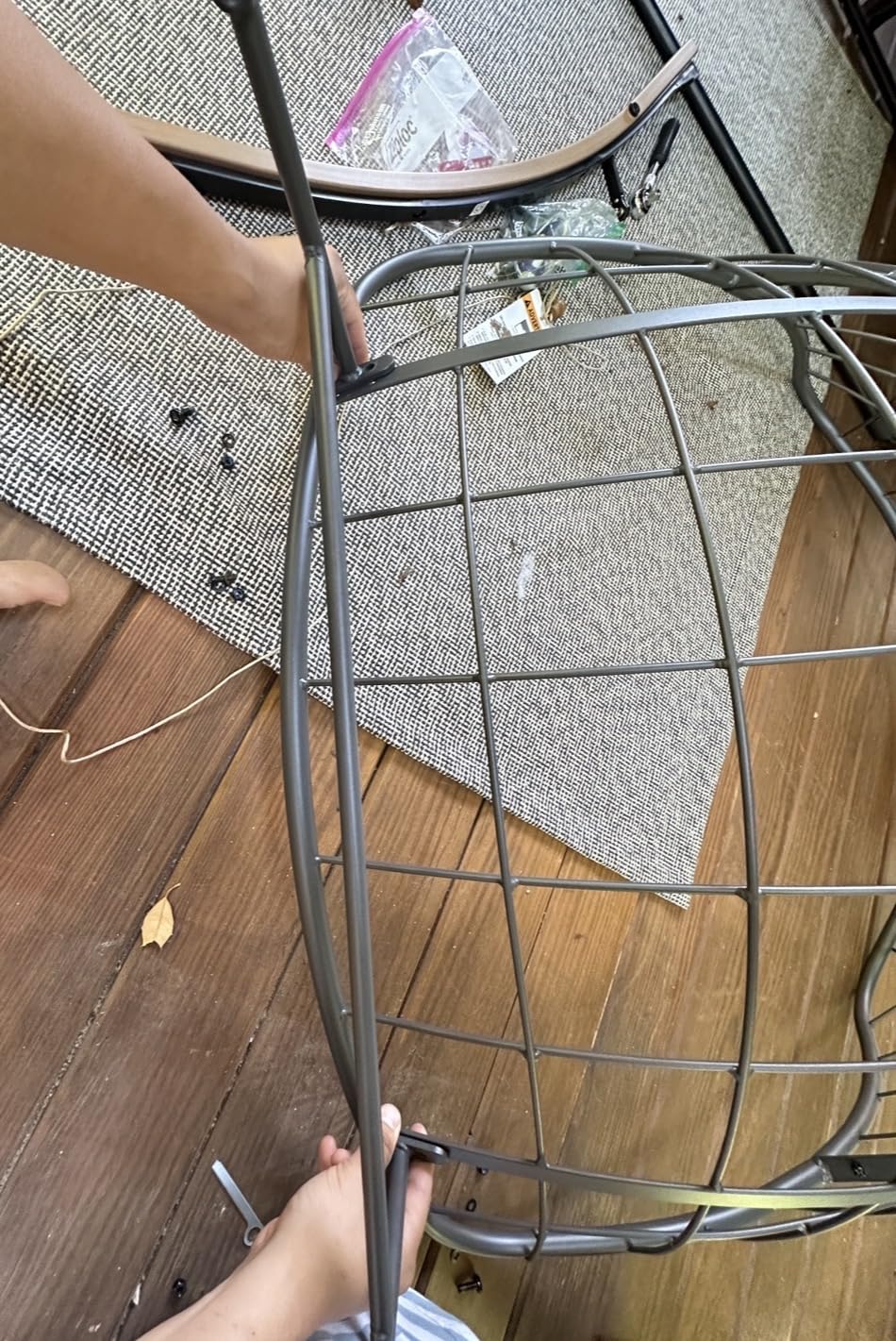 Grand patio Outdoor Papasan Rocking Chair with Thick Cushion, Grey customer photo 2