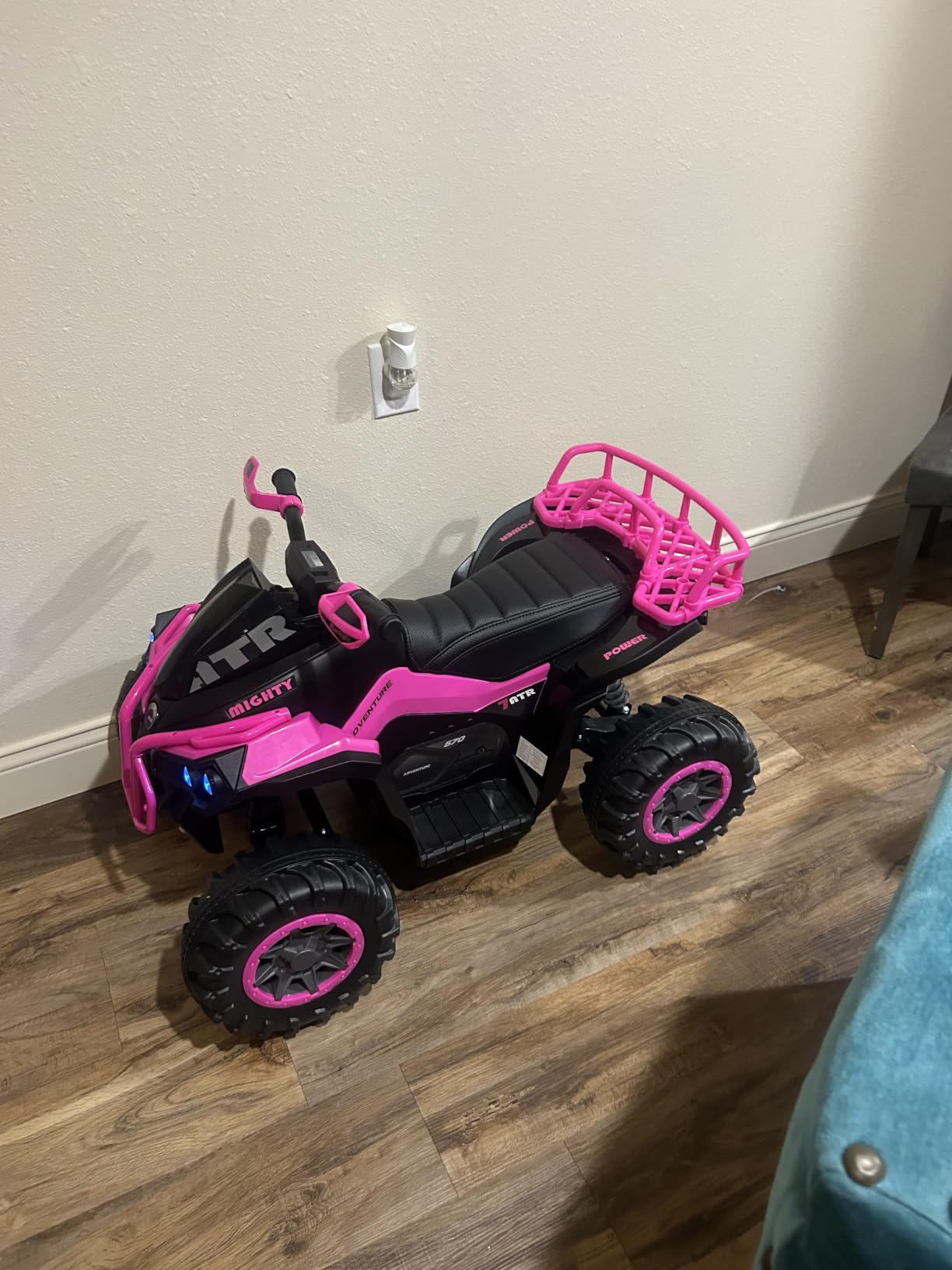 Soar Four Wheeler for Kids – Electric Kids ATV 4 Wheeler for Ages 3–8, 12V Ride On Quad with LED Lights, Music, High/Low Speed, USB/TF, Treaded Tires,Pink. customer photo 1