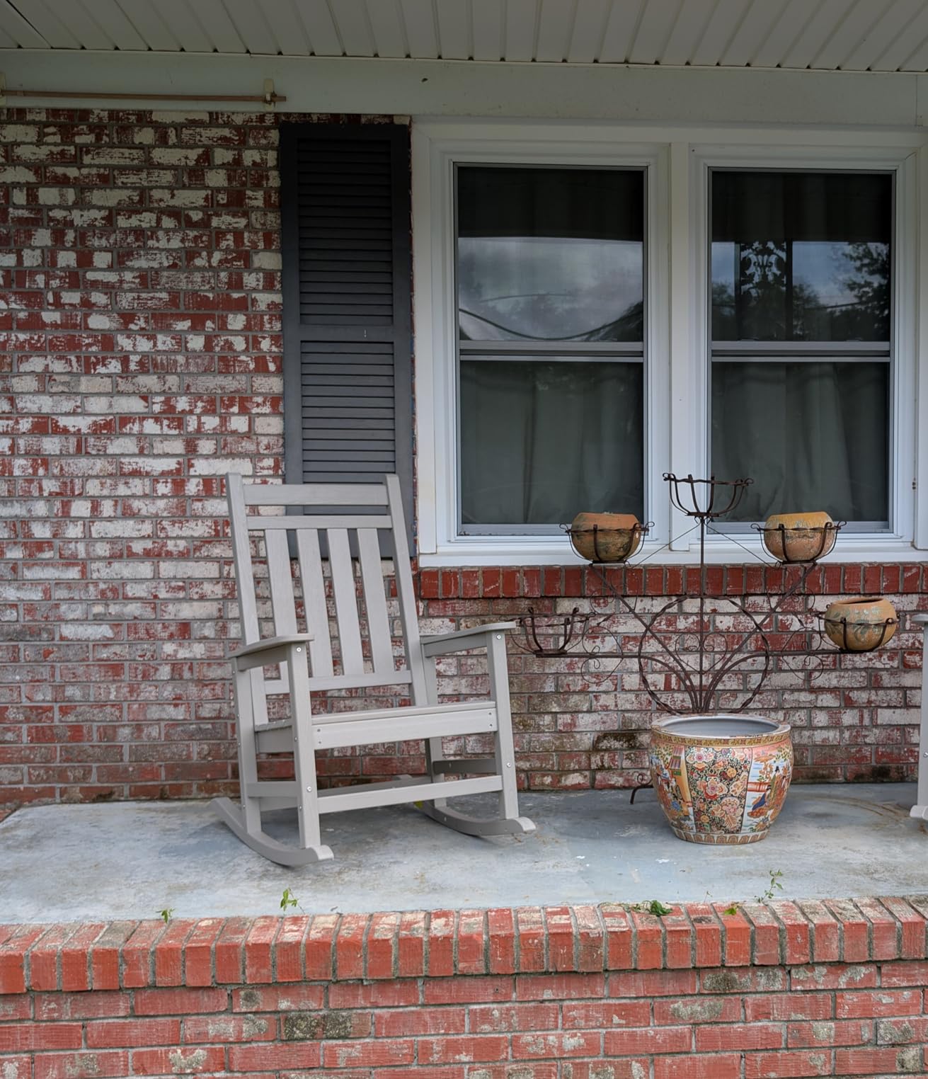 SERWALL Outdoor Rocking Chair Set of 2, HDPE Rocking Chairs for Adult, Black customer photo 1