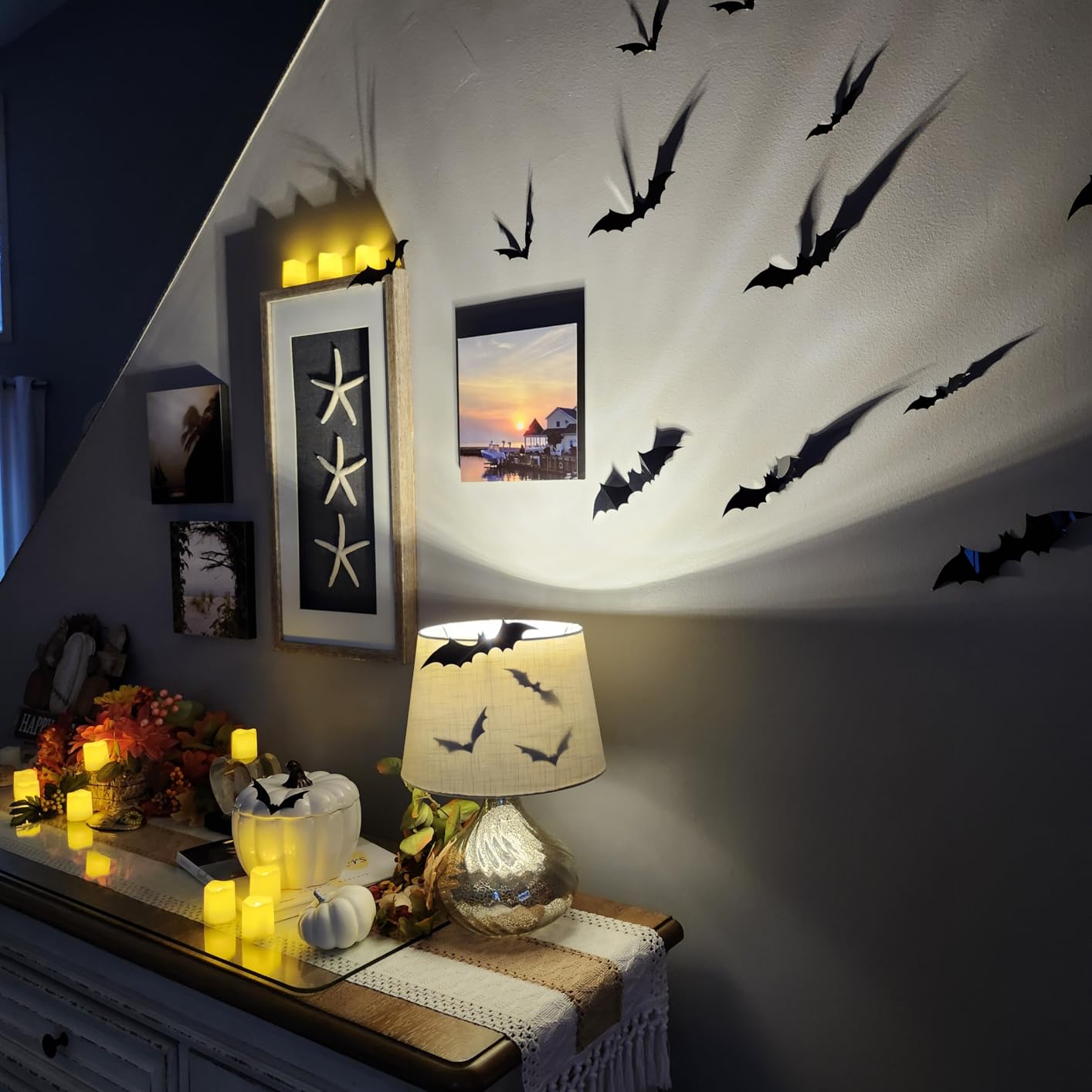 140Pcs 3D Bats Halloween Decorations Realistic PVC Wall Decor customer photo 1
