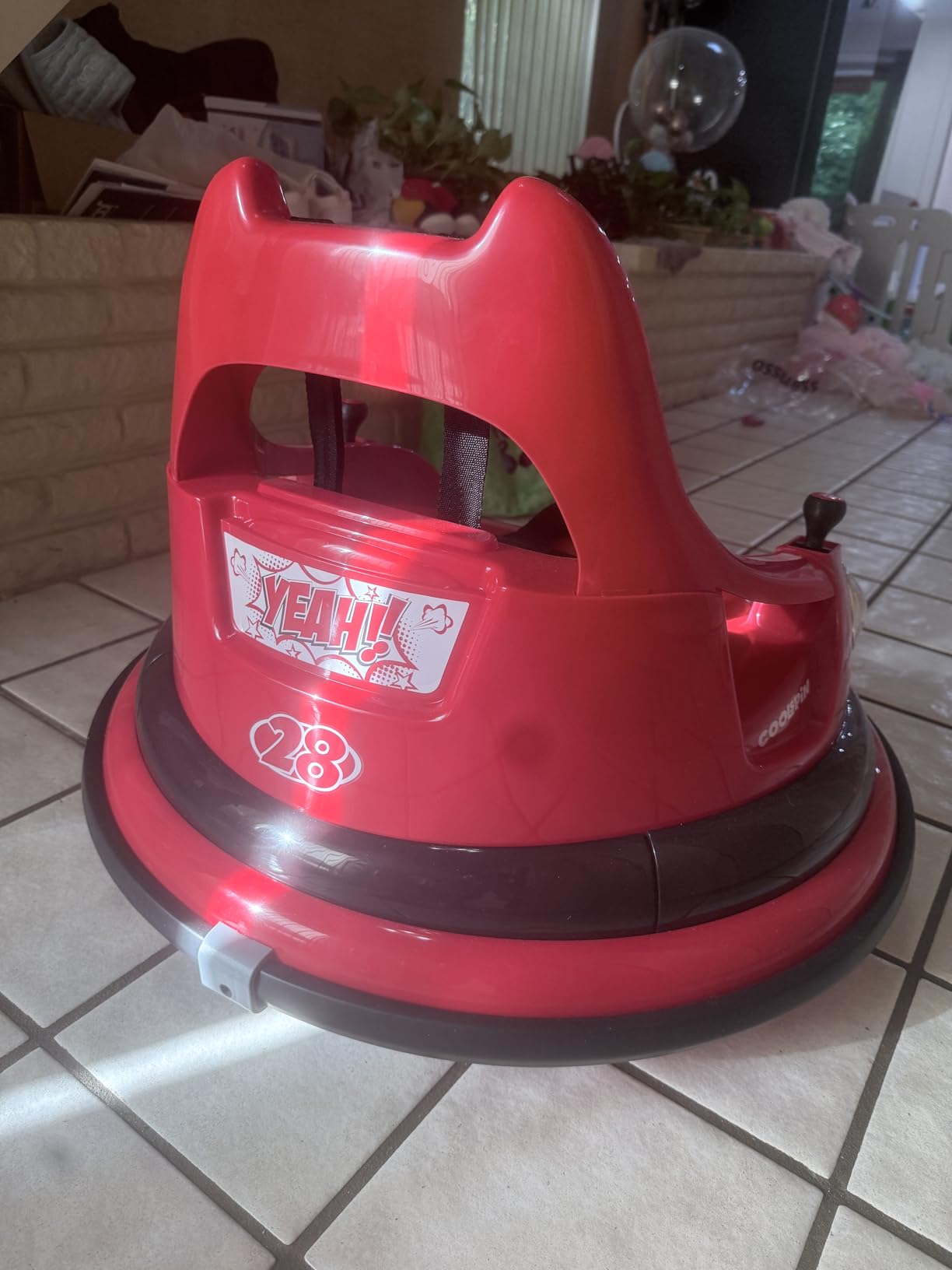 ELEMARA Bumper Car for Kids,1.9mph Max,12V Toddler Ride on Toys with Remote Control,2-Speed,2 Playing Modes,360 Degree Spin,Bumping Toy Gifts W/Bluetooth,5 LED Lights Modes,DIY Stickers,Pink customer photo 1