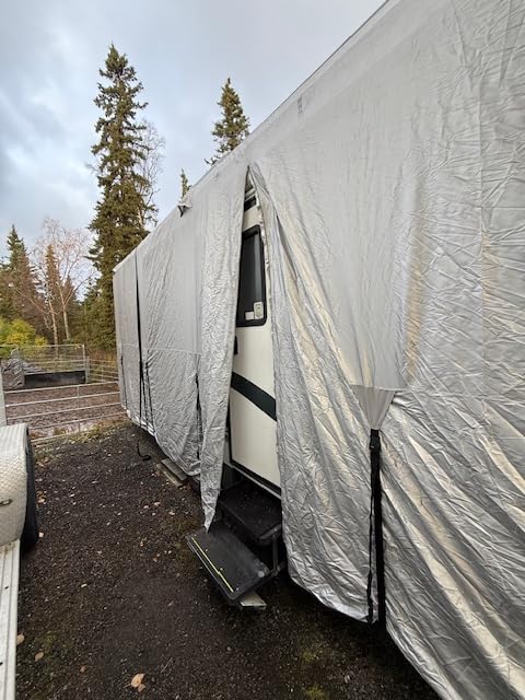 FRUNO Oxford Fabric Class C RV Cover Fits 26'-29' Waterproof Rip-Resistant Anti-UV Motorhome Camper Cover for Winter Snow with 4 Tire Covers and Gutter Covers customer photo 1