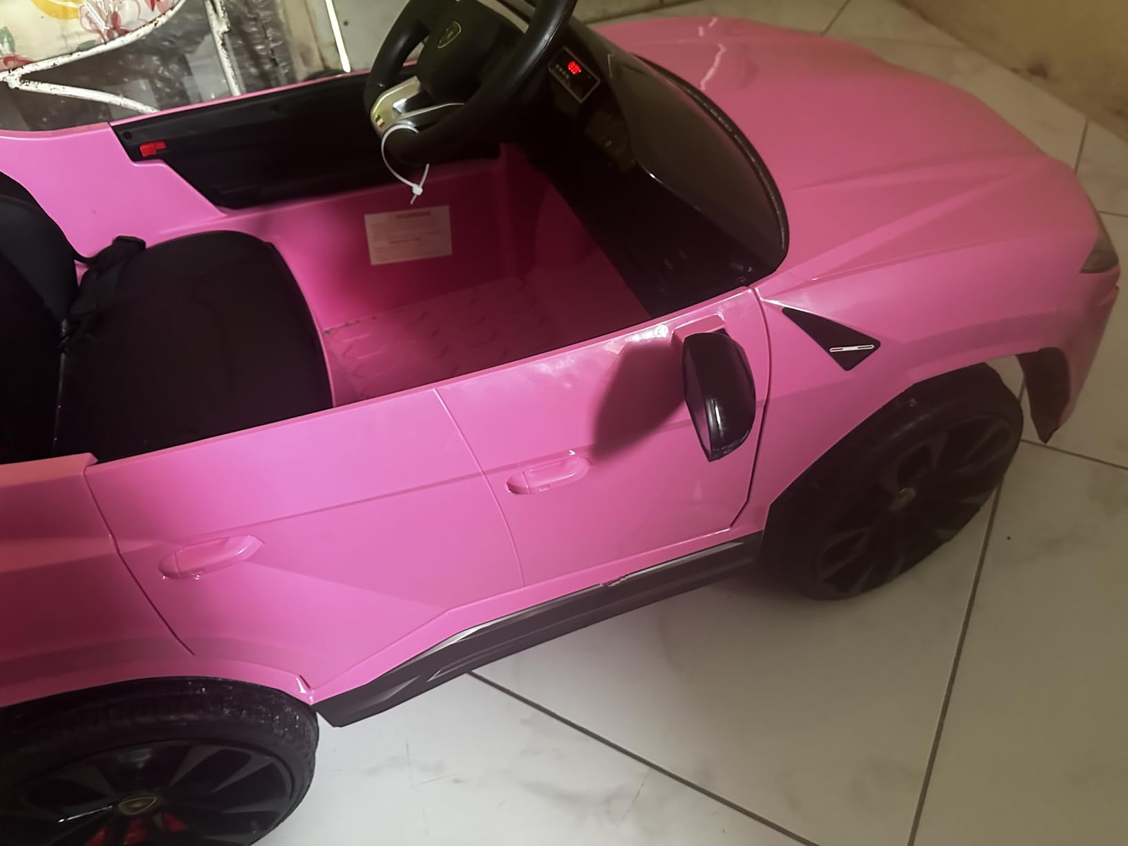Electric Car for Kids 12V Licensed Lamborghini Ride On Car with Remote Control,Max Speed 2.5Mph,LED Lights,Music Players,Lockable Doors,Spring Suspension,Toddler Cars to Drive,Pink customer photo 1