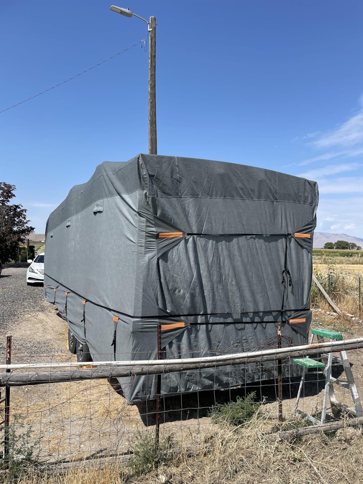 RV Cover for 35-38 ft Travel Trailers, 8 Layers Heavy Duty Camper Cover, Weatherproof & UV Resistant Motorhome Trailer Cover with Gutter & Tongue Jack Covers customer photo 1