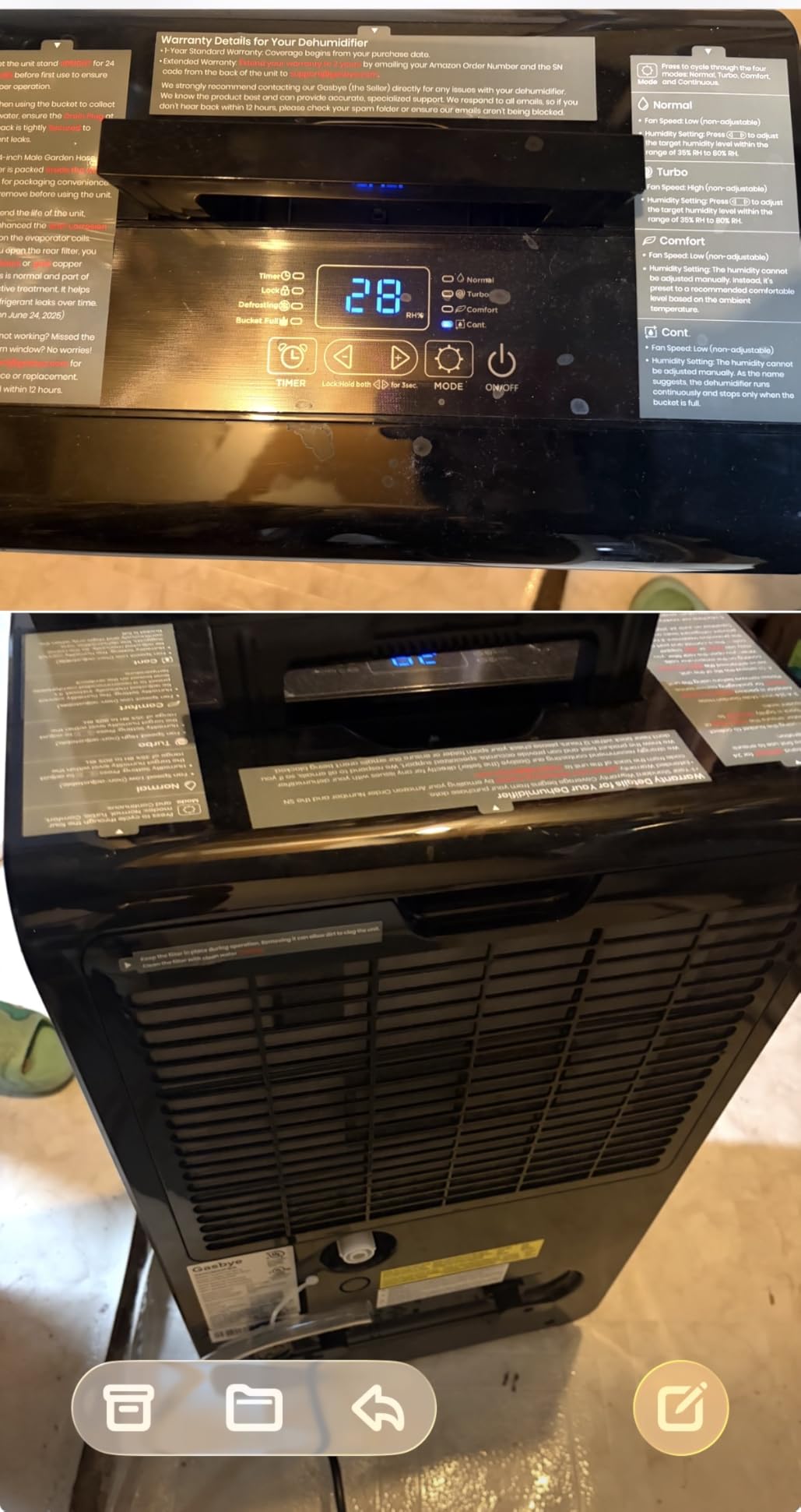 Gasbye 6000 Sq.Ft 2026 Energy Star Dehumidifier for Basement Max 115Pints/D customer photo 1