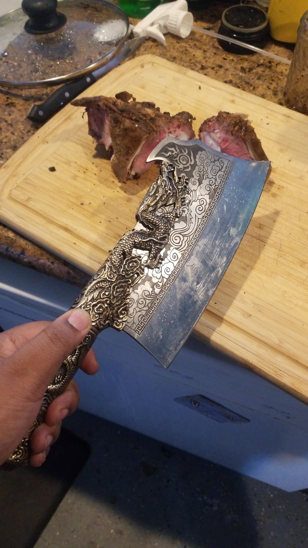 ROCOCO Meat Bone Cleaver Knife - Silver Heavy Duty Butcher Kitchen Axes customer photo 2