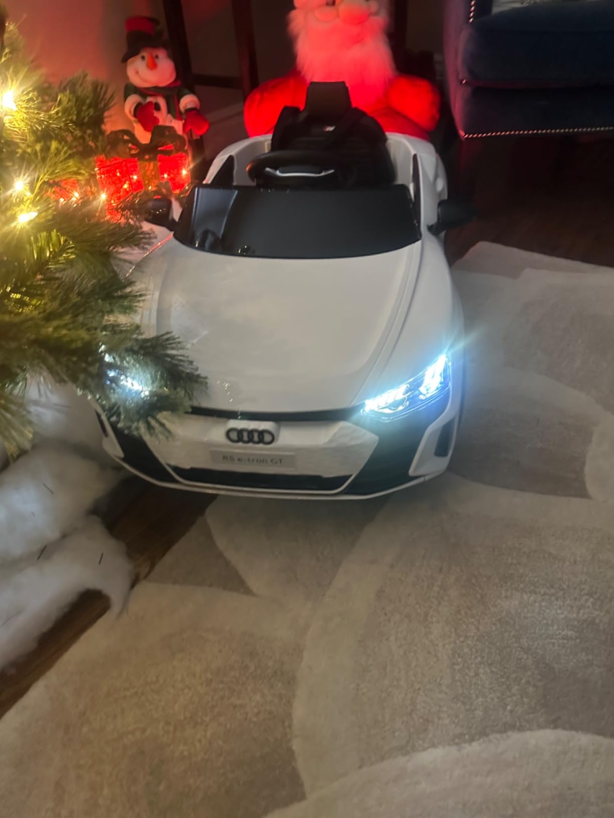INFANS 12V Kids Ride On Car, Licensed Audi RS e-tron GT Electric Vehicle with Remote Control, Toddlers Battery Powered Toy with 4 Wheels Suspension, LED Headlight, Music, MP3, USB, TF Port (Blue) customer photo 2
