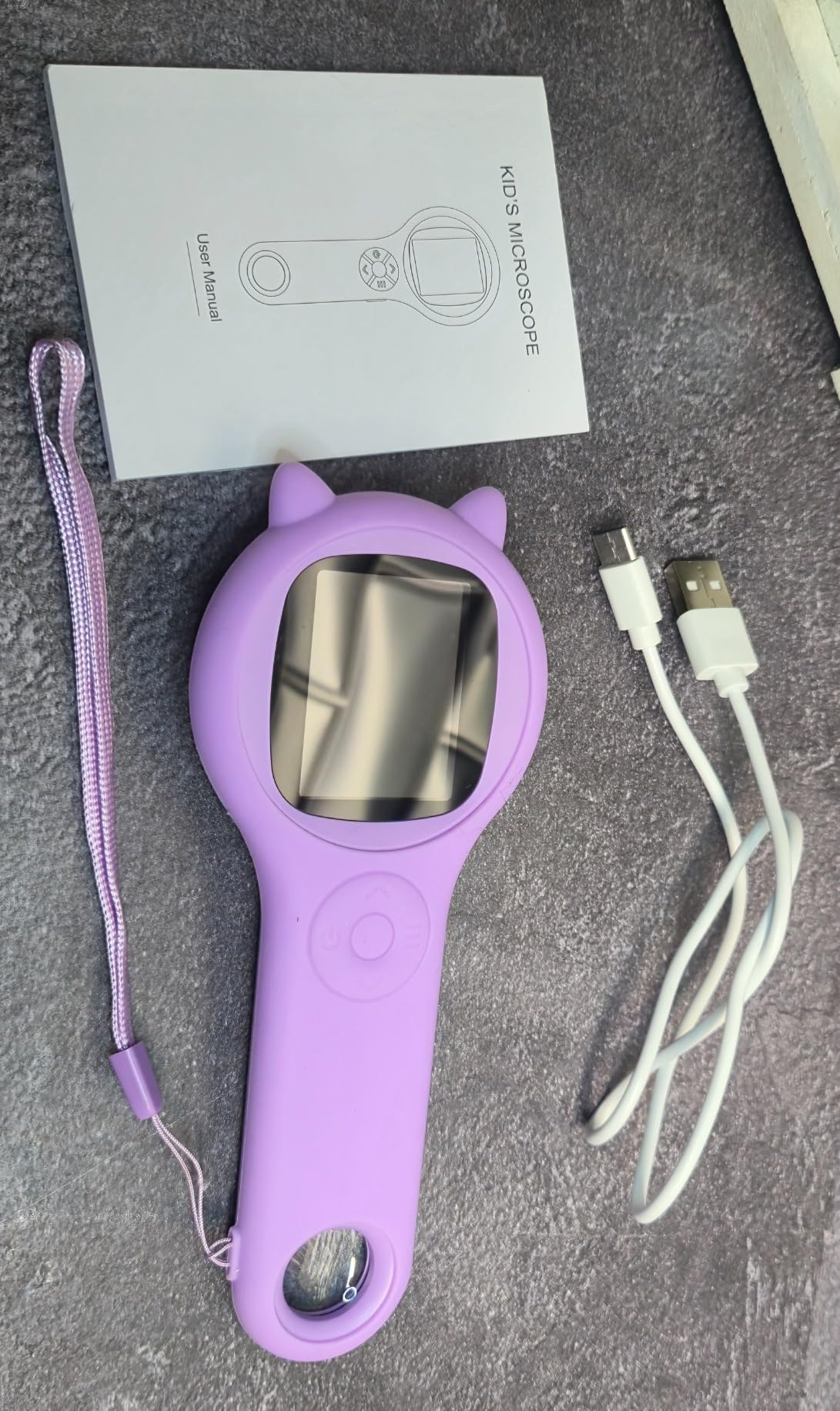 Ashfly Kids Microscope, 500X Digital Magnifying Glass, STEM Toy, Purple customer photo 2