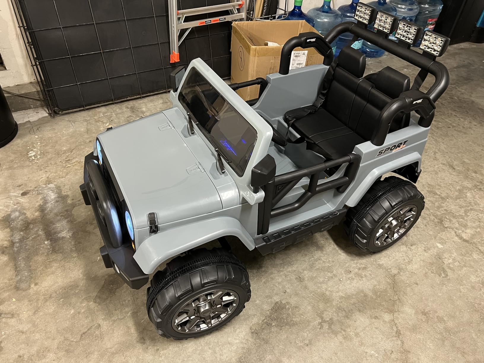 OLAKIDS 2 Seater Ride on Truck, 12V Battery Powered Electric Vehicle for Kids with Remote Control, Power Display, LED Lights, Story, Suspension System, MP3, Ride on Toy for 3+ Boys Girls (Gray) customer photo 1