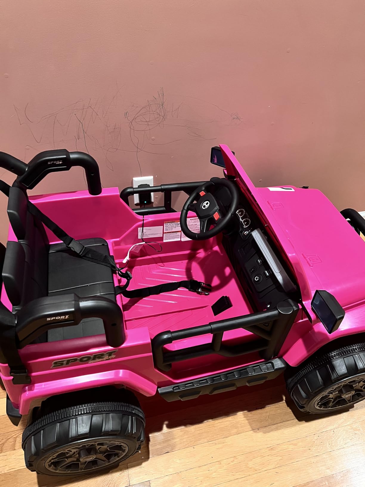 OLAKIDS 2 Seater Ride on Truck, 12V Battery Powered Electric Vehicle for Kids with Remote Control, Power Display, LED Lights, Story, Suspension System, MP3, Ride on Toy for 3+ Boys Girls (Gray) customer photo 2