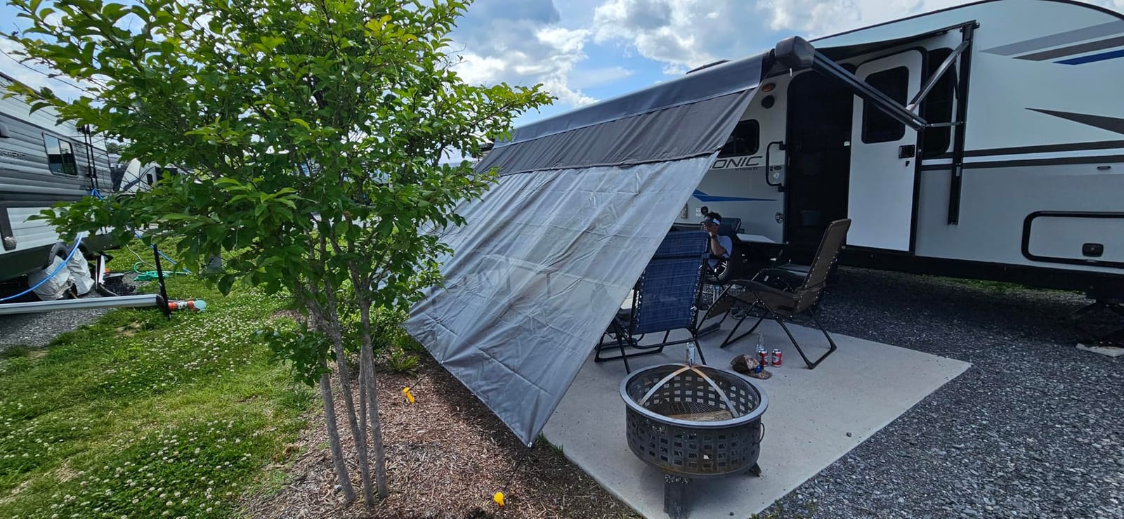 RV Awning Sun Shade Screen with Zipper, 8' x 15'3