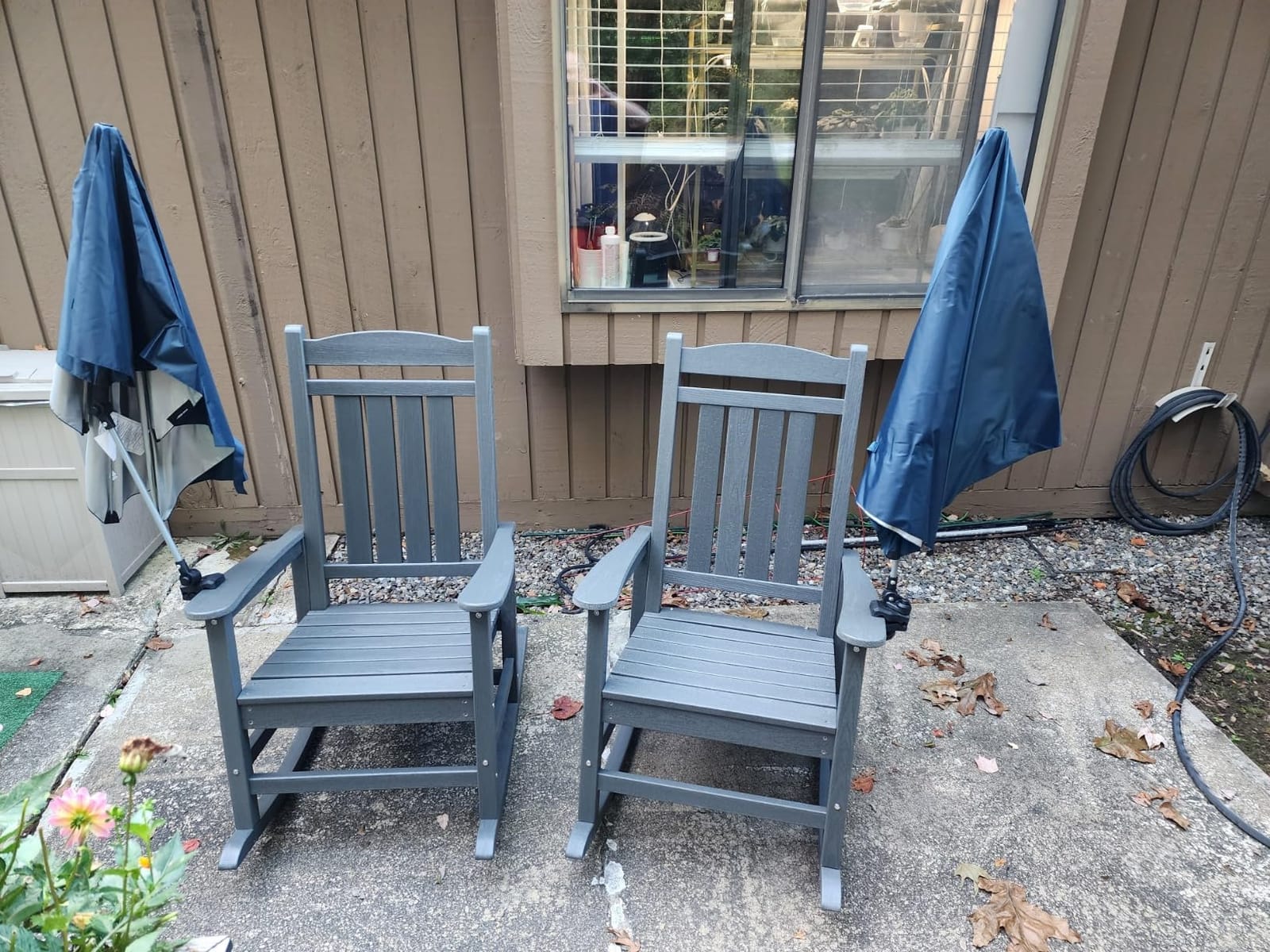 KINGYES Oversized Outdoor Rocking Chairs Set of 2, HDPE Porch Rockers, Gray customer photo 2
